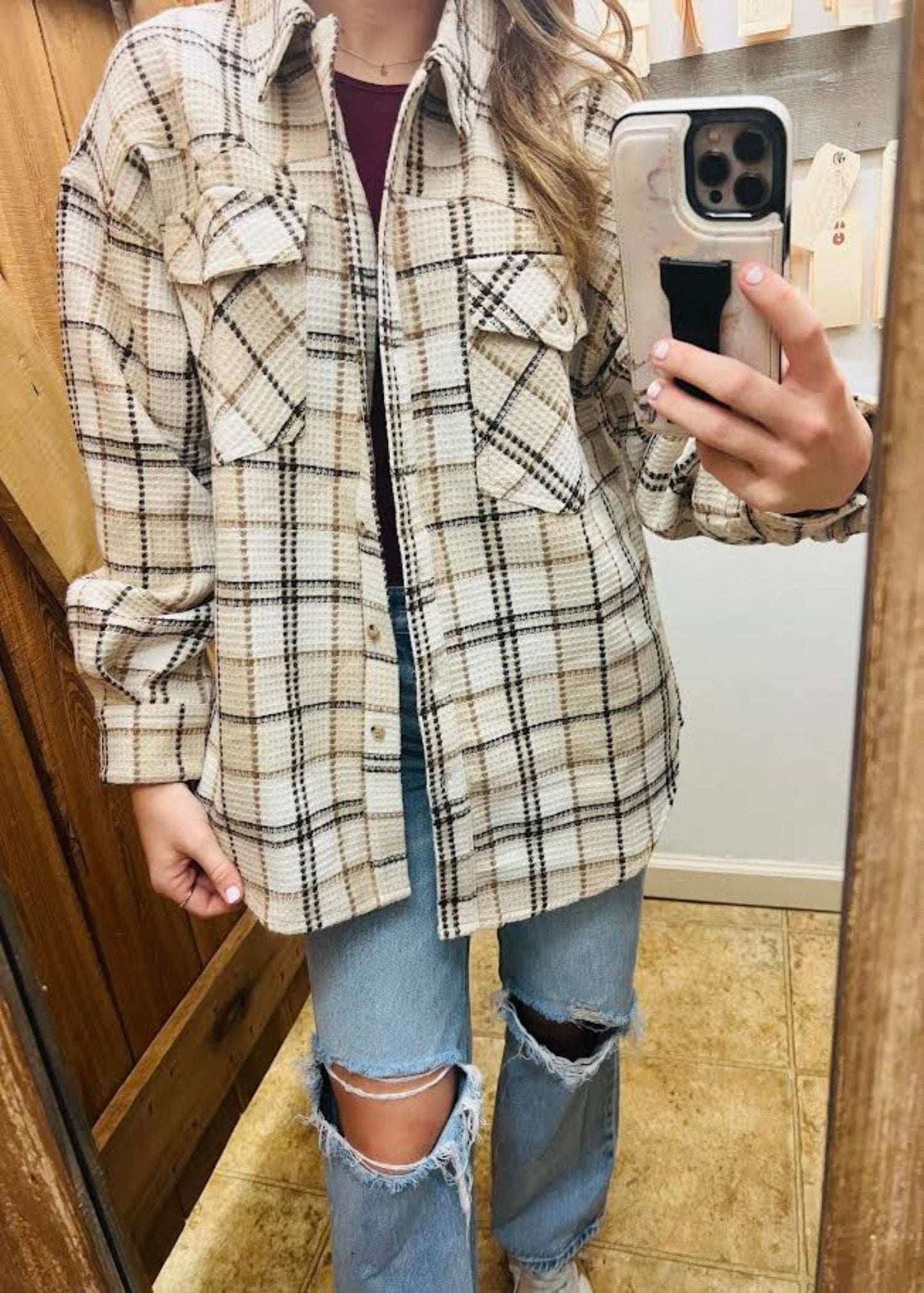 PERRY PLAID JACKET - CREAM MIX