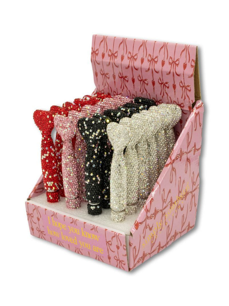 BEDAZZLED HEART PENS - RED, PINK, BLACK & WHITE