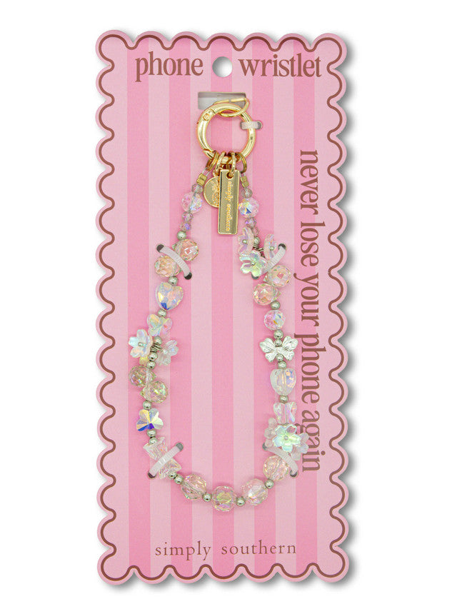 PHONE WRISTLET - CLEAR FLOWER