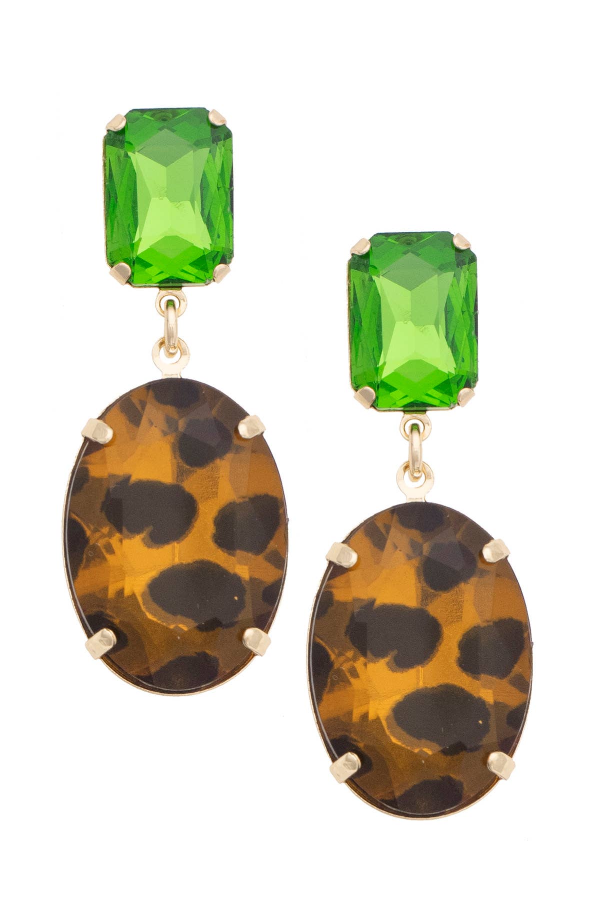 Parker Crystal Drop Earrings in Green