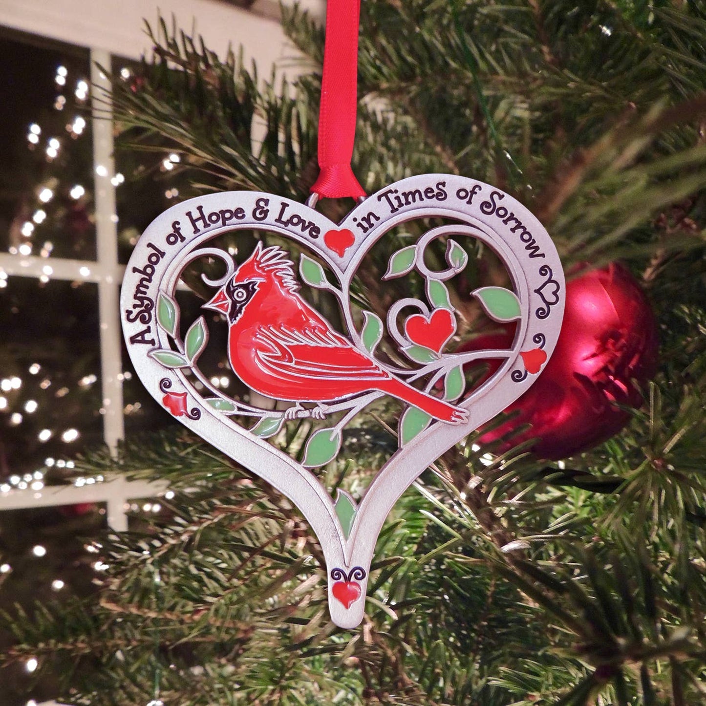 Heart & Cardinal Ornament