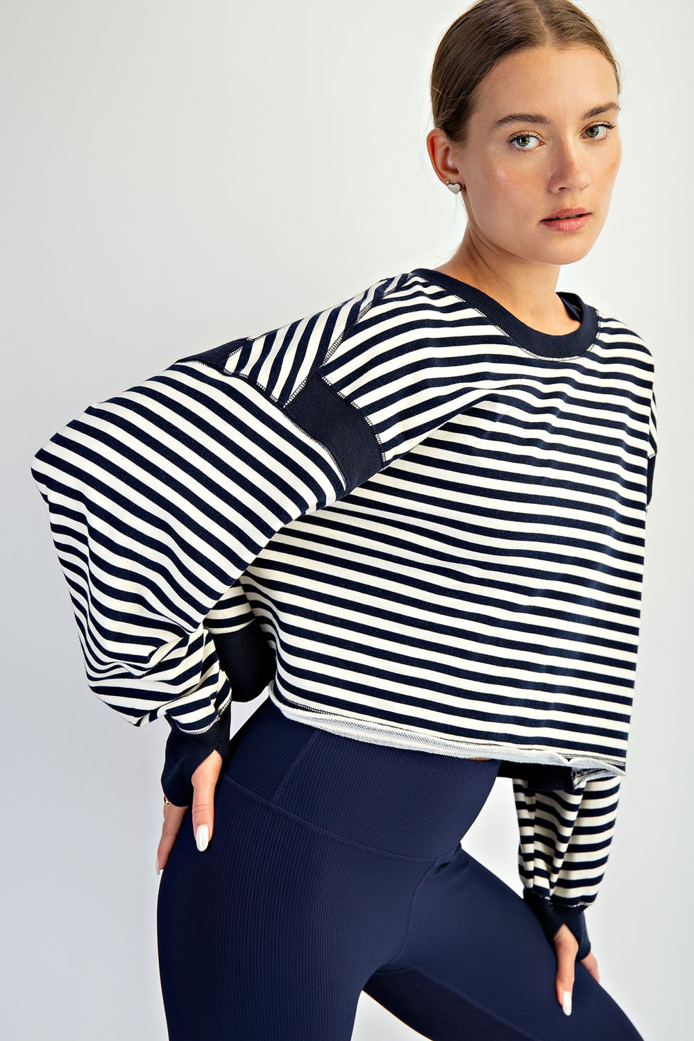 RAE TOP - NAVY/IVORY