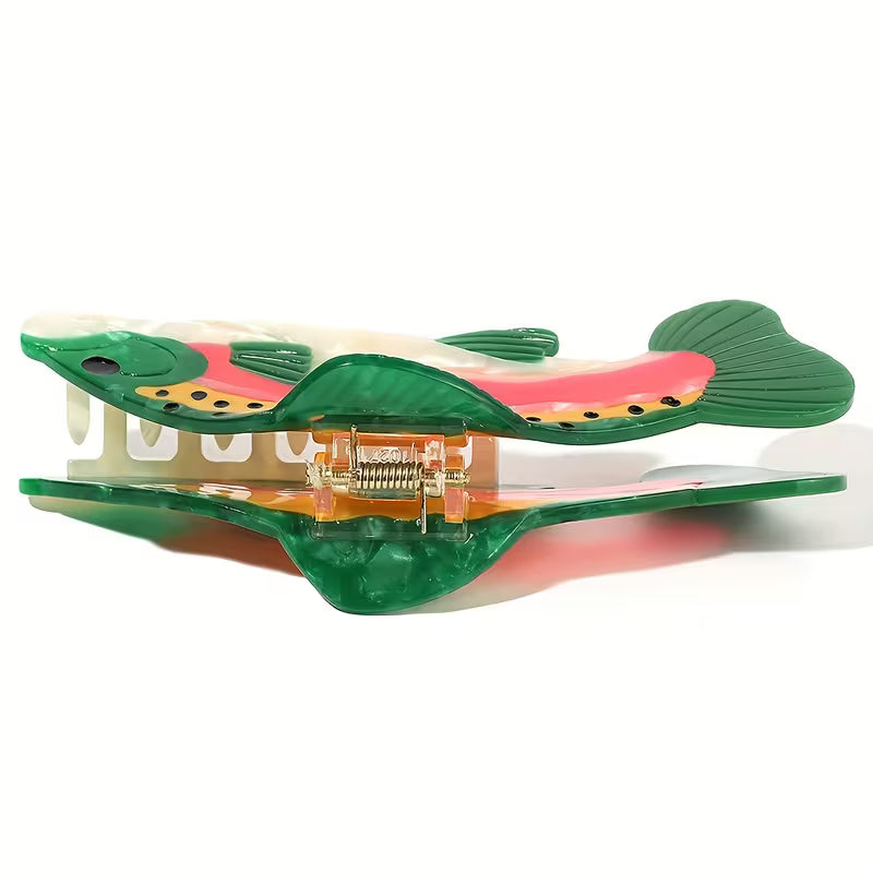 ACRYLIC TROUT HAIR CLIP - GREEN