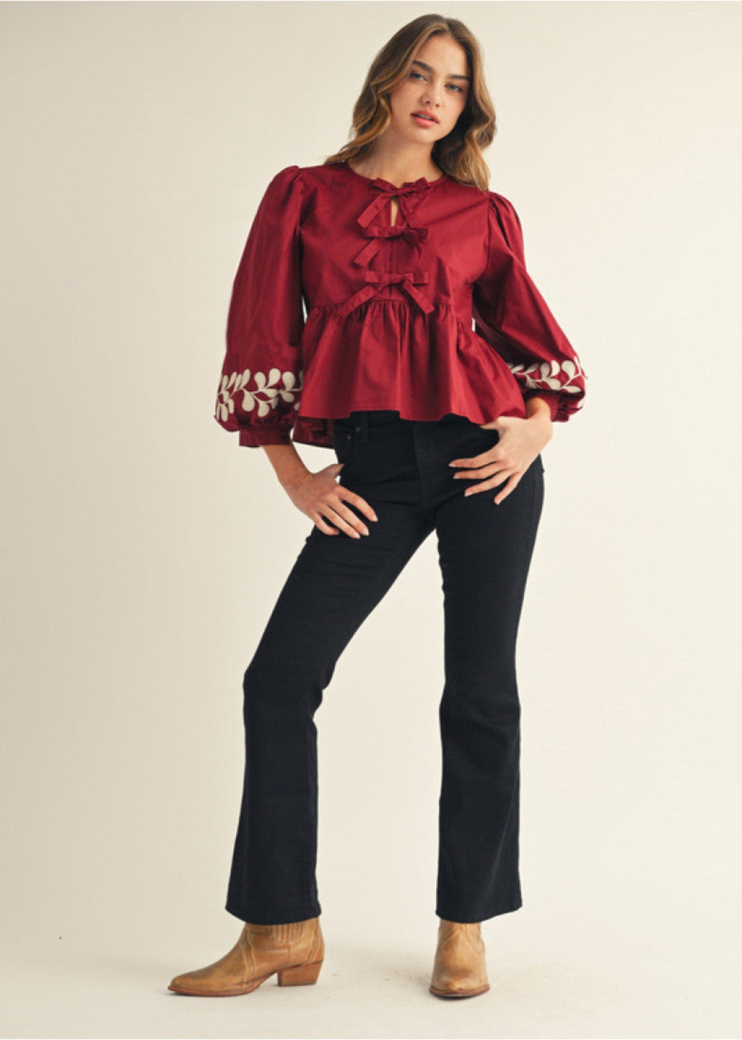SALLY TOP - BURGUNDY