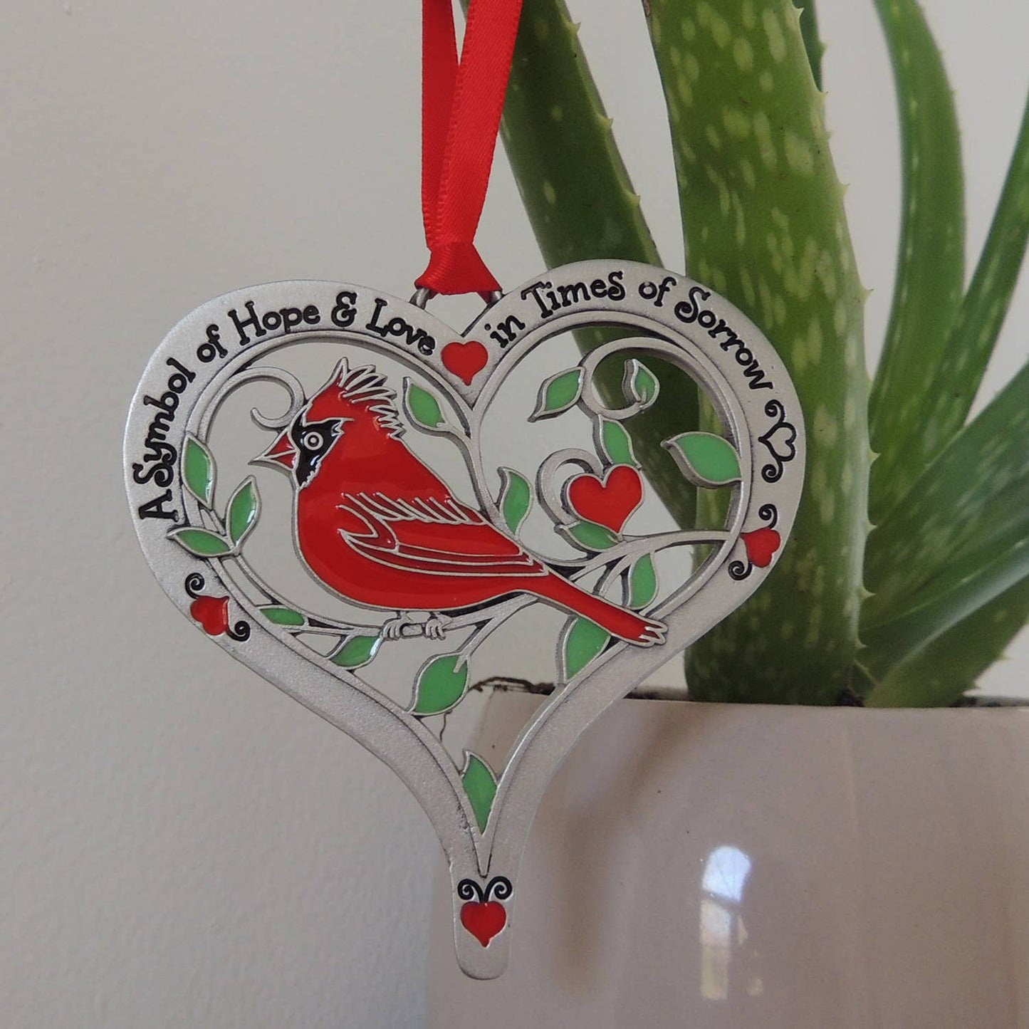 Heart & Cardinal Ornament