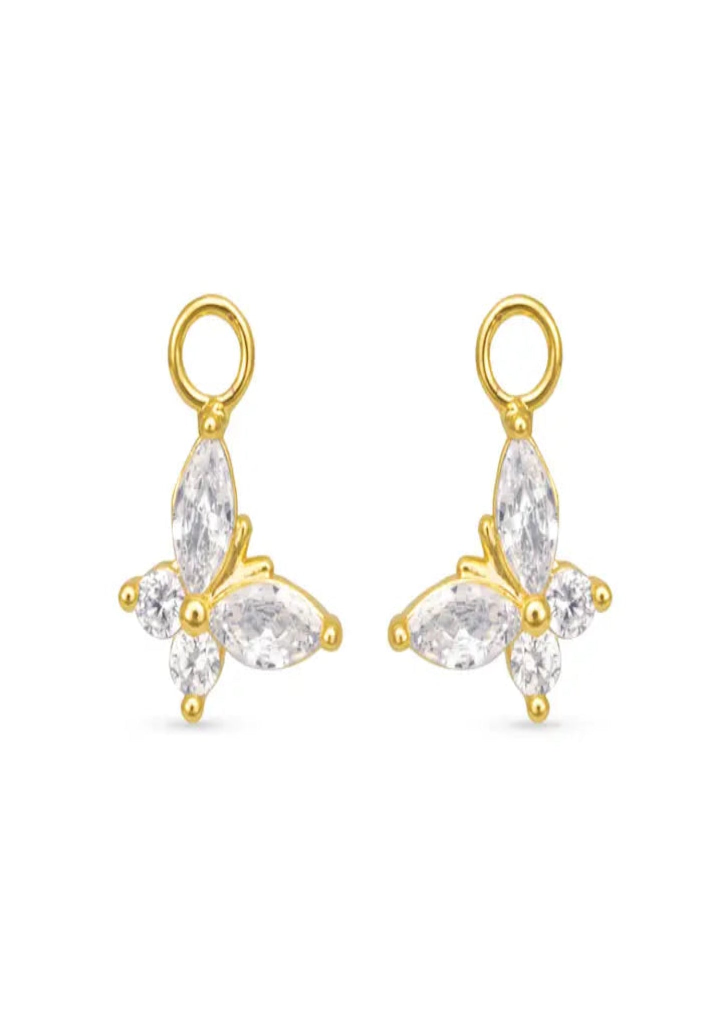 Cz Butterfly Earring Charm - Gold