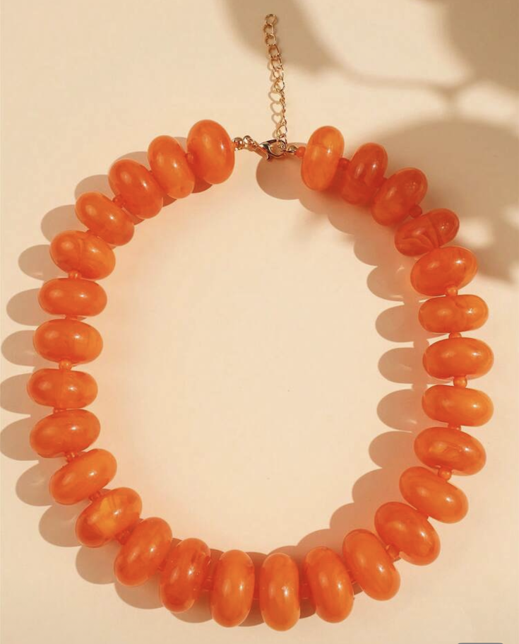 BOHEMIAN BEADED NECKLACE - ORANGE