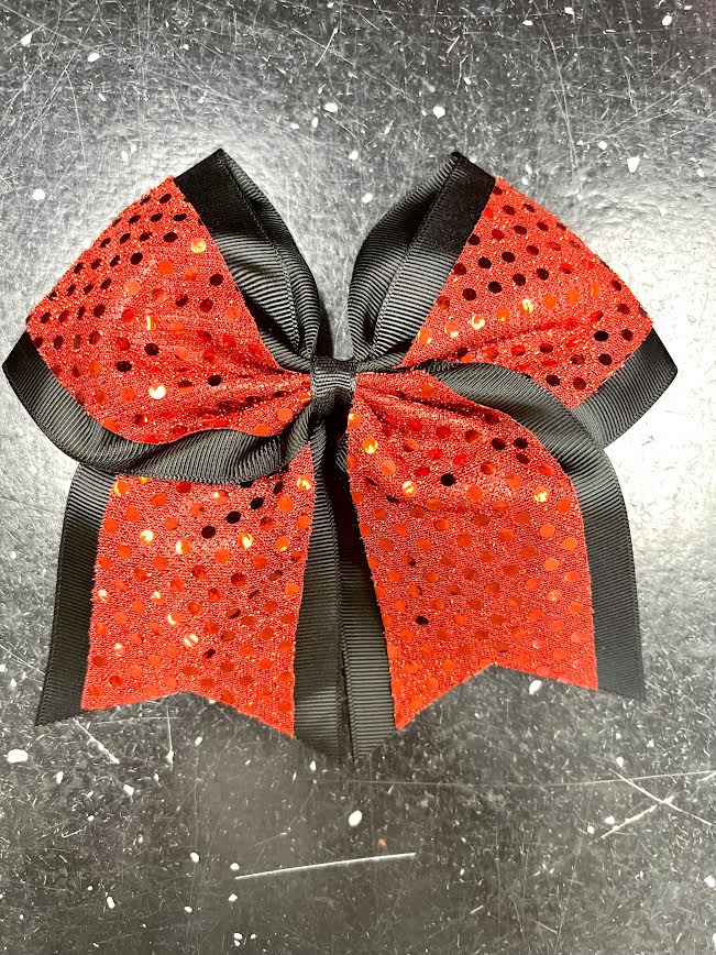 RED/BLACK SCHOOL SPIRIT CHEER BOW