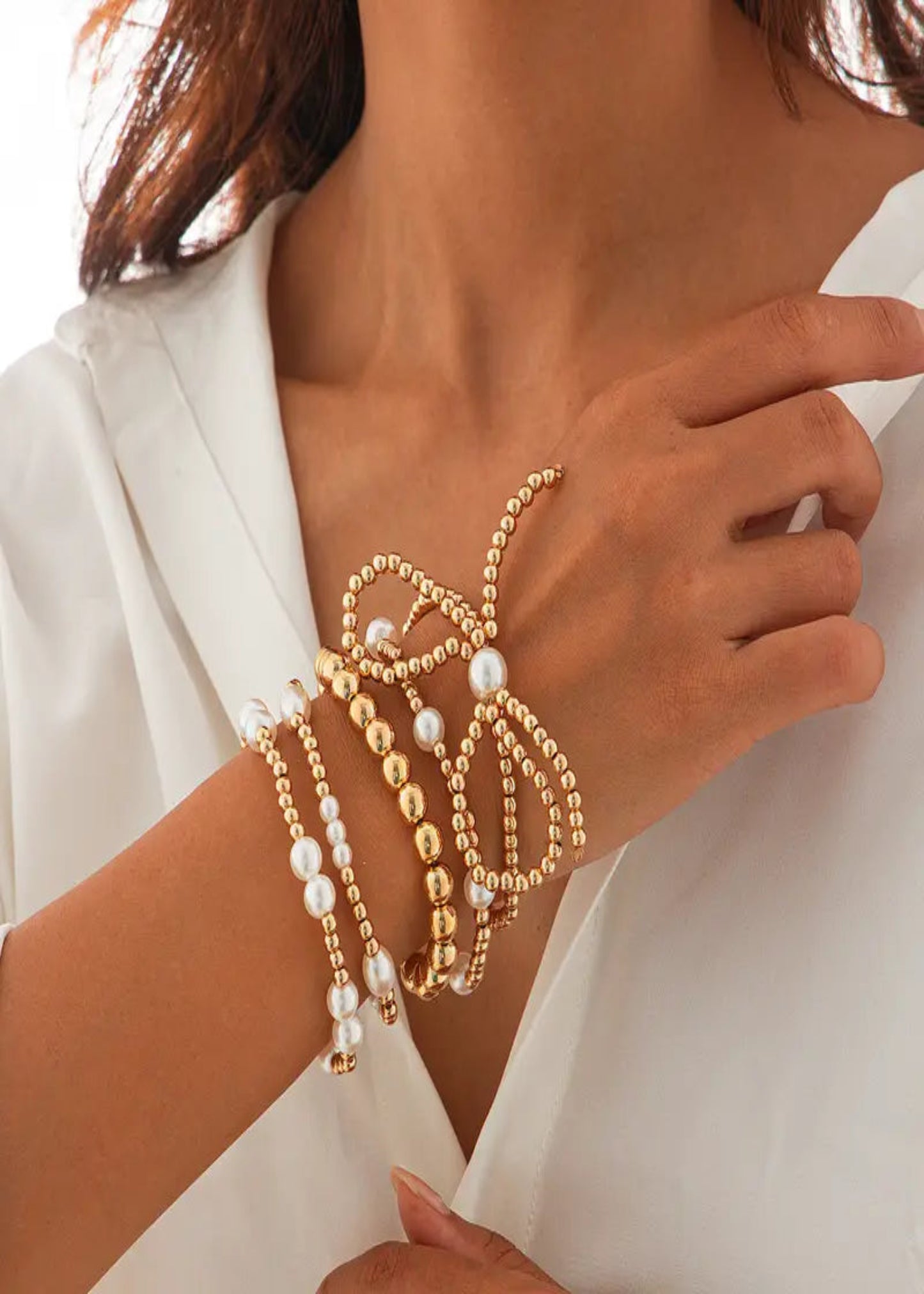 Boho Style Imitation Pearl Bracelet Set