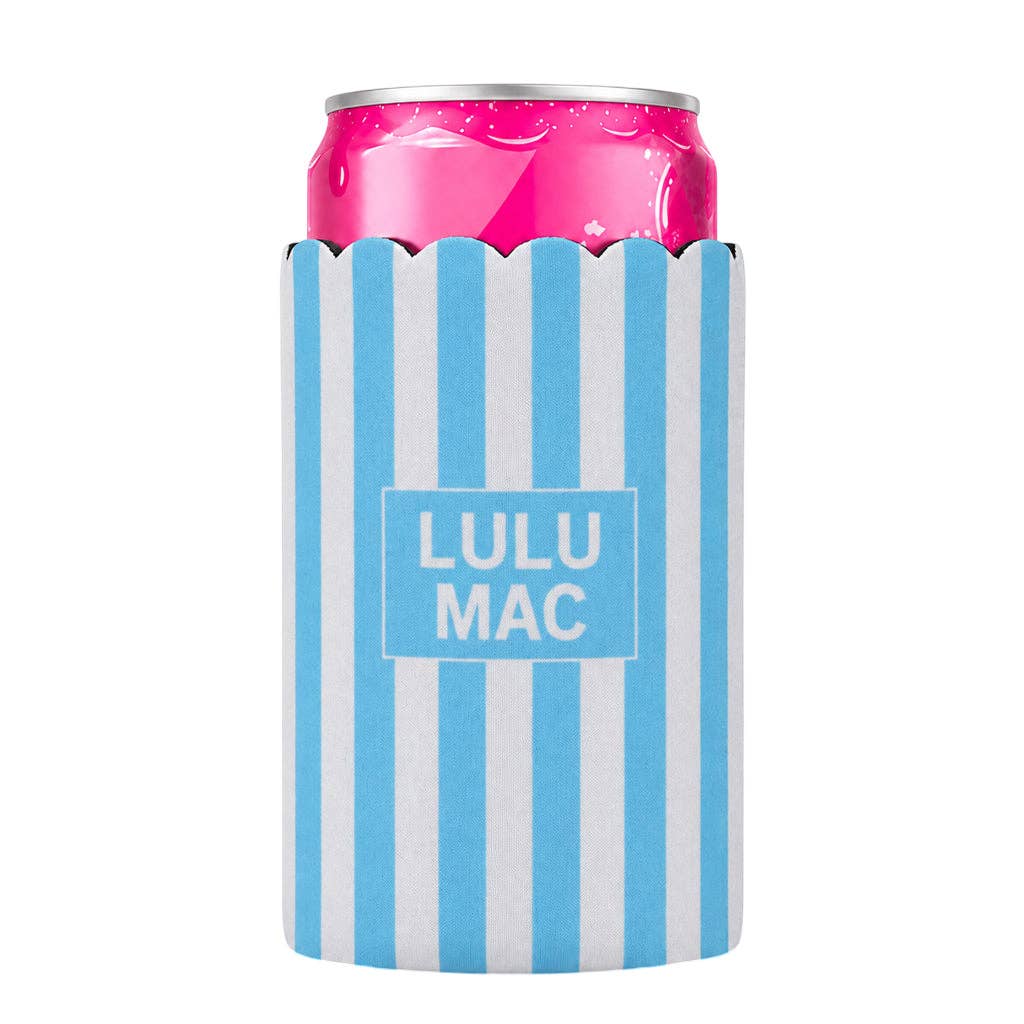 Slim Can Koozie Light Blue Stripe