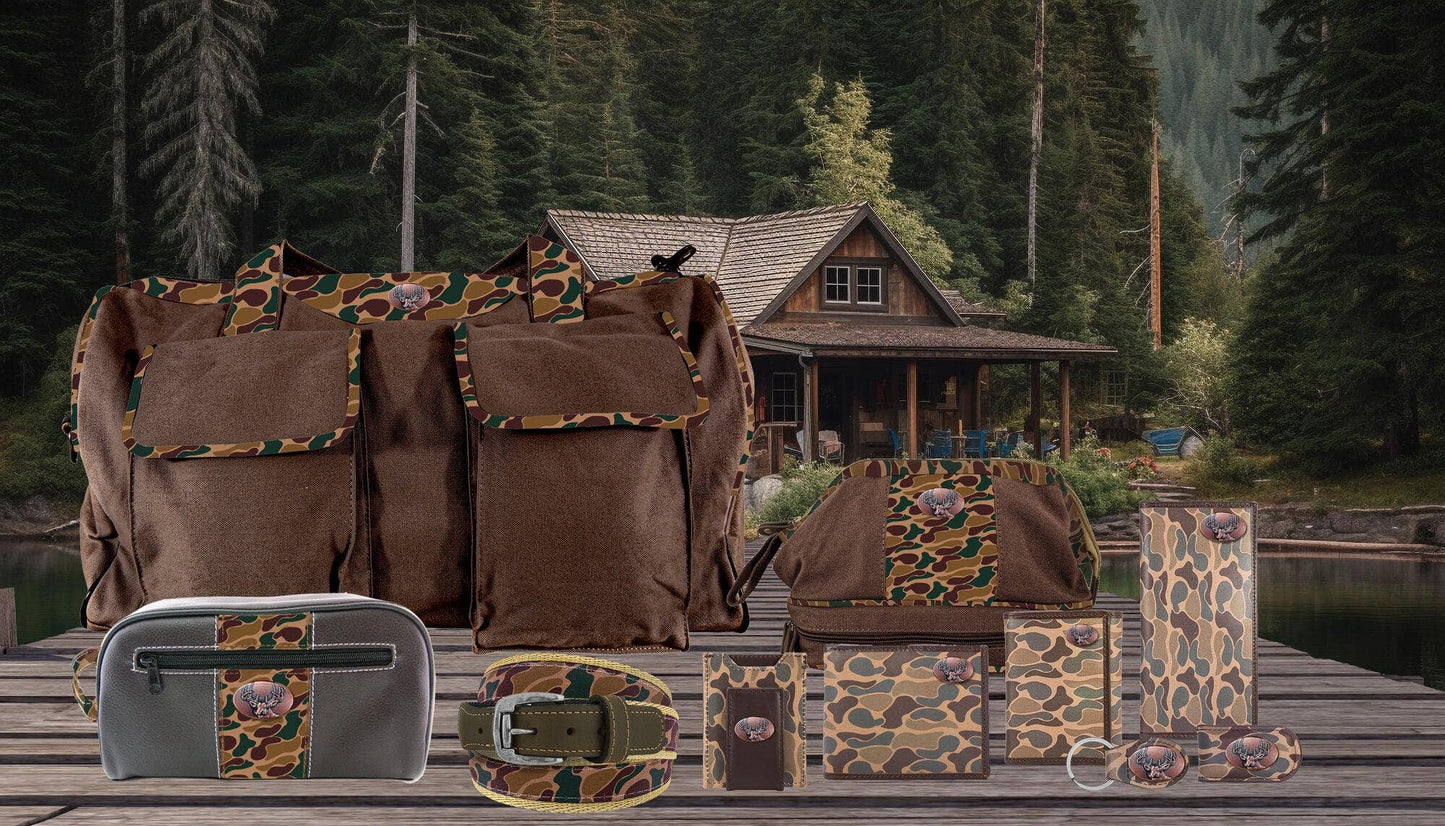 Buck Men's Trifold Old School Camo Leather Wallet.