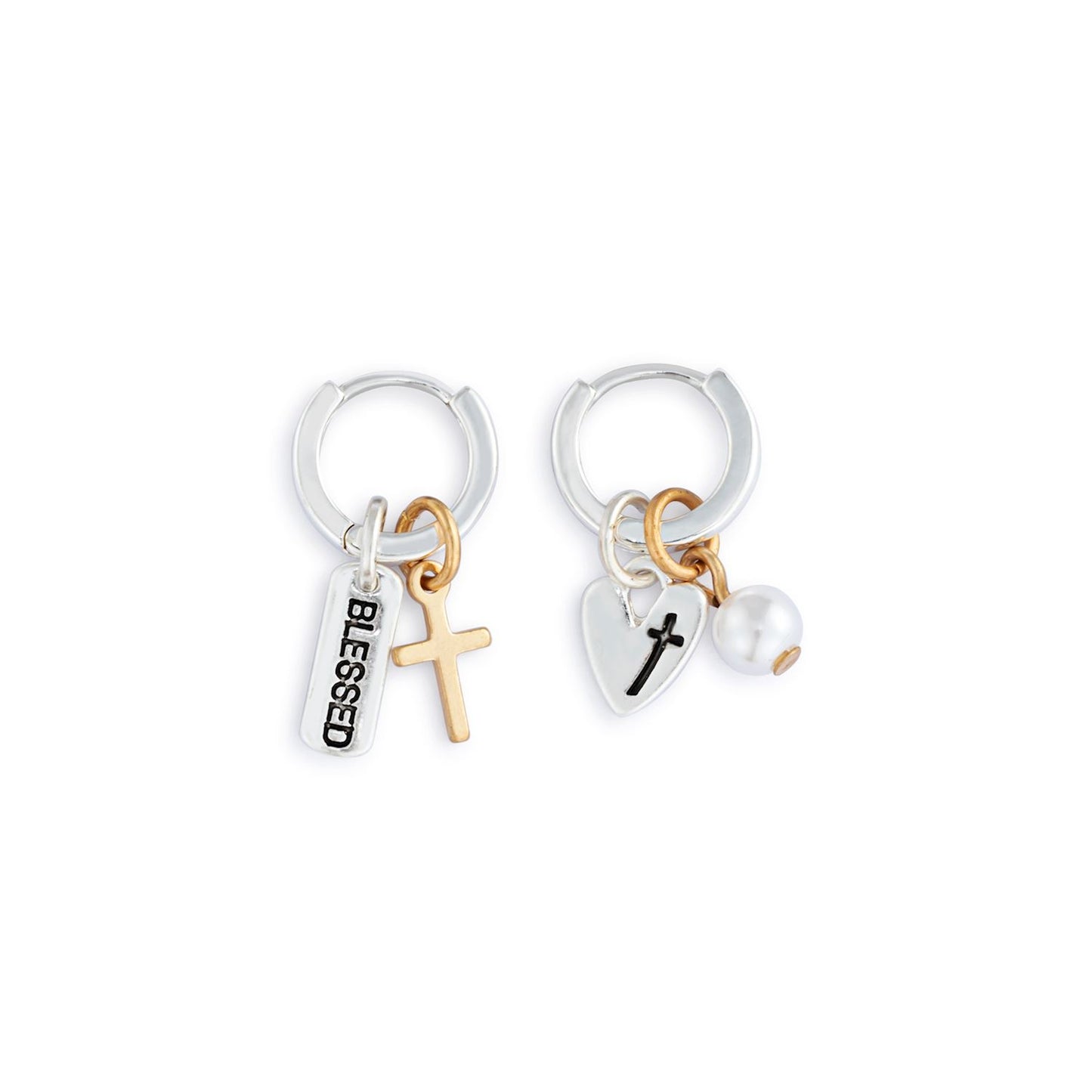 FAITH CHARM EARRING SET - SILVER