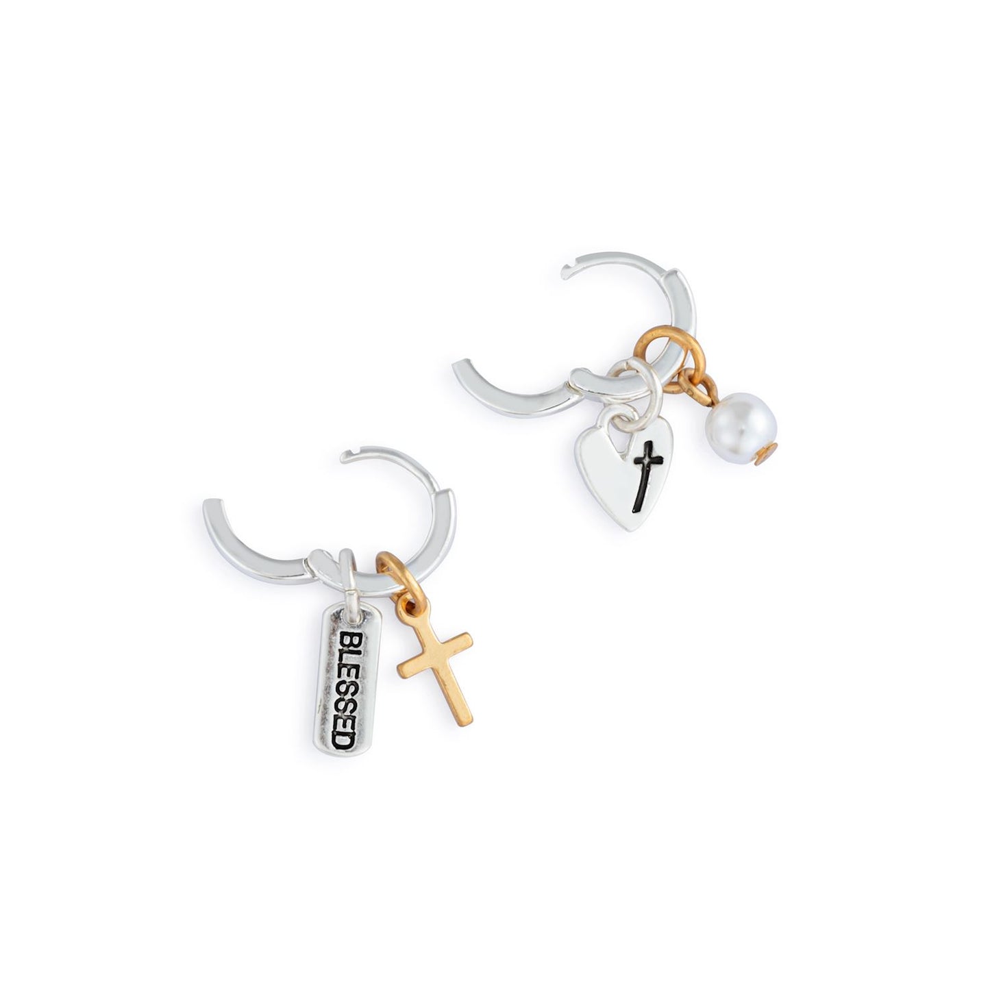 FAITH CHARM EARRING SET - SILVER
