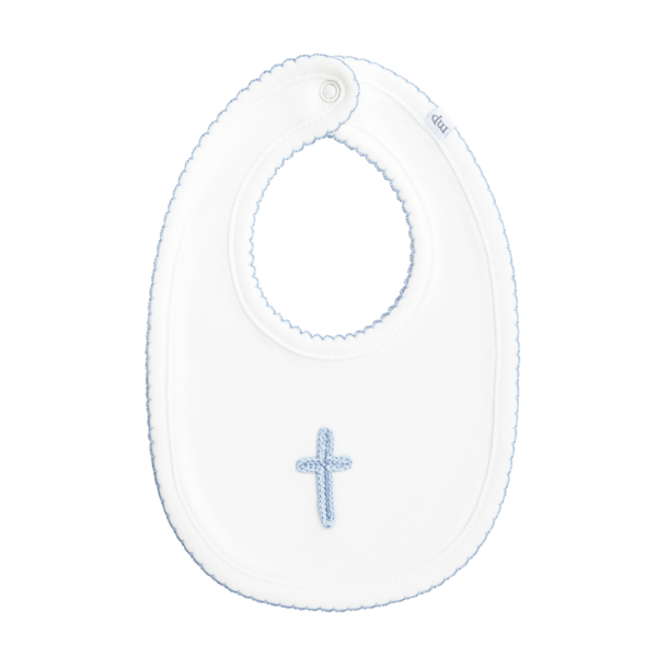 CROCHET CROSS BIB BLUE