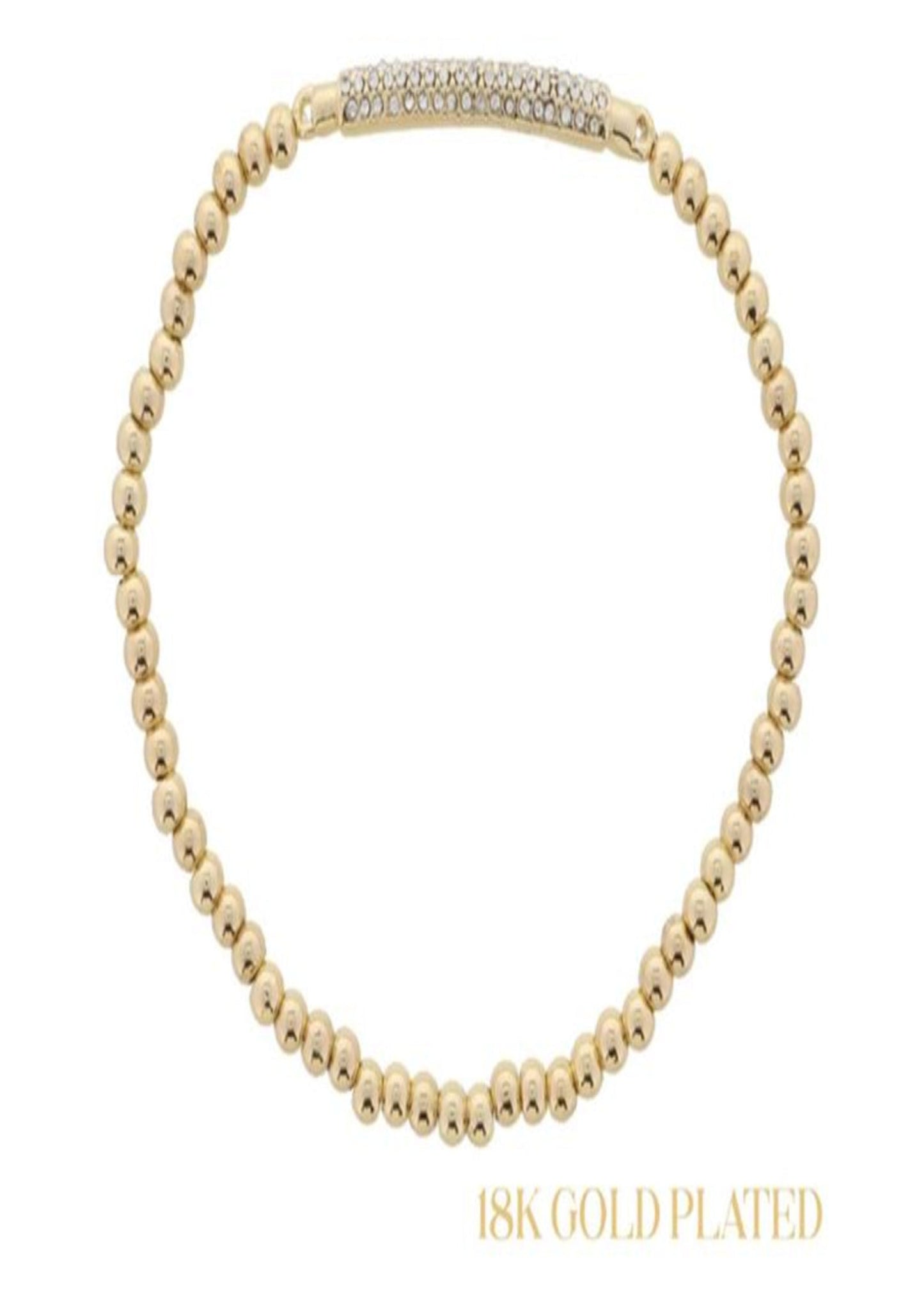 CRYSTAL PAVE BAR BRAC-GOLD PLATED