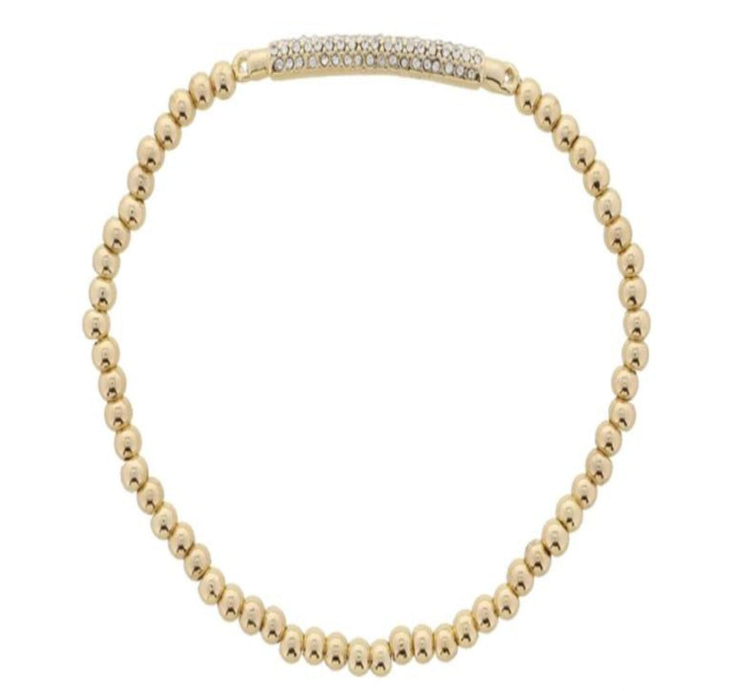 CRYSTAL PAVE BAR BRAC-GOLD PLATED