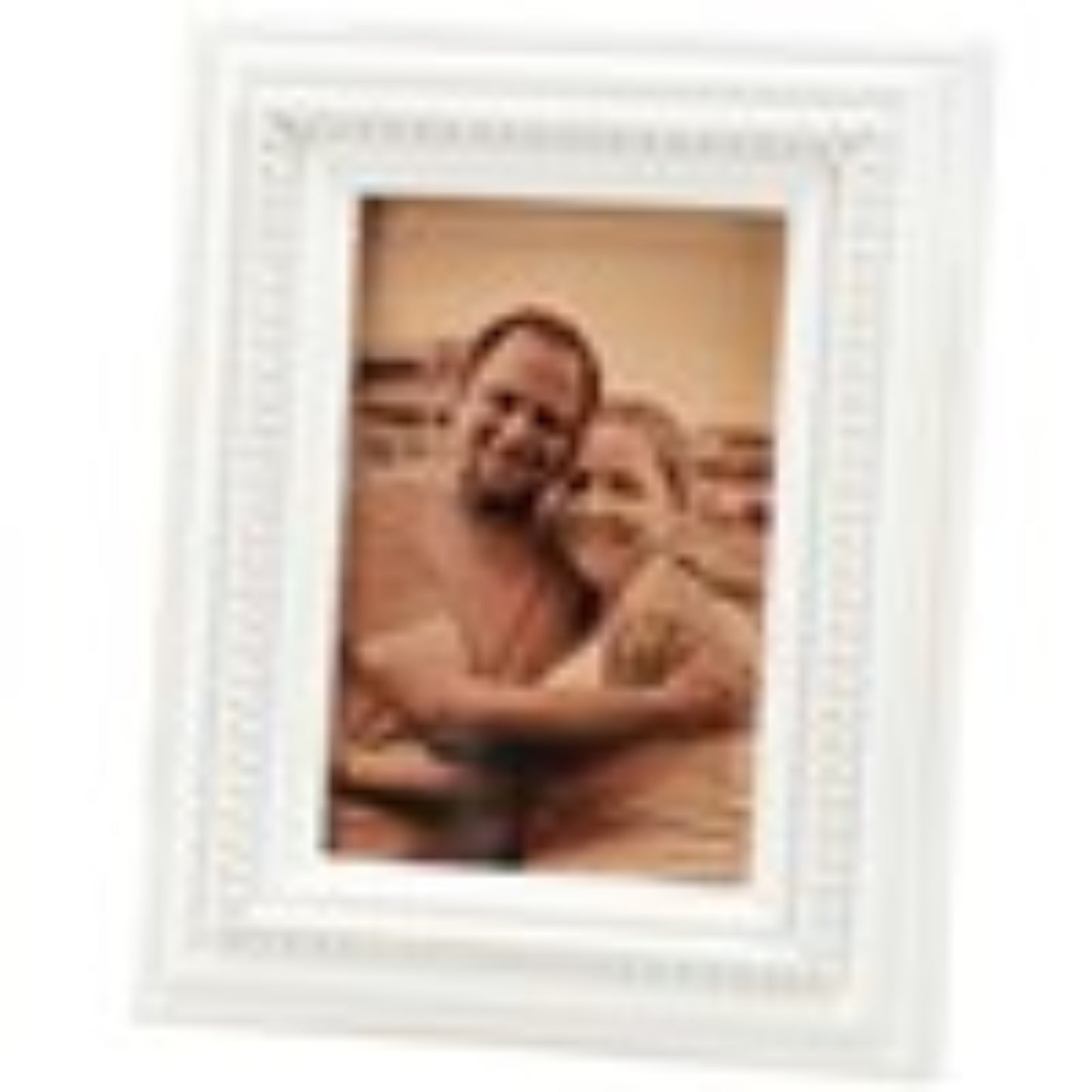 PHOTO FRAME-WHITE BEADED