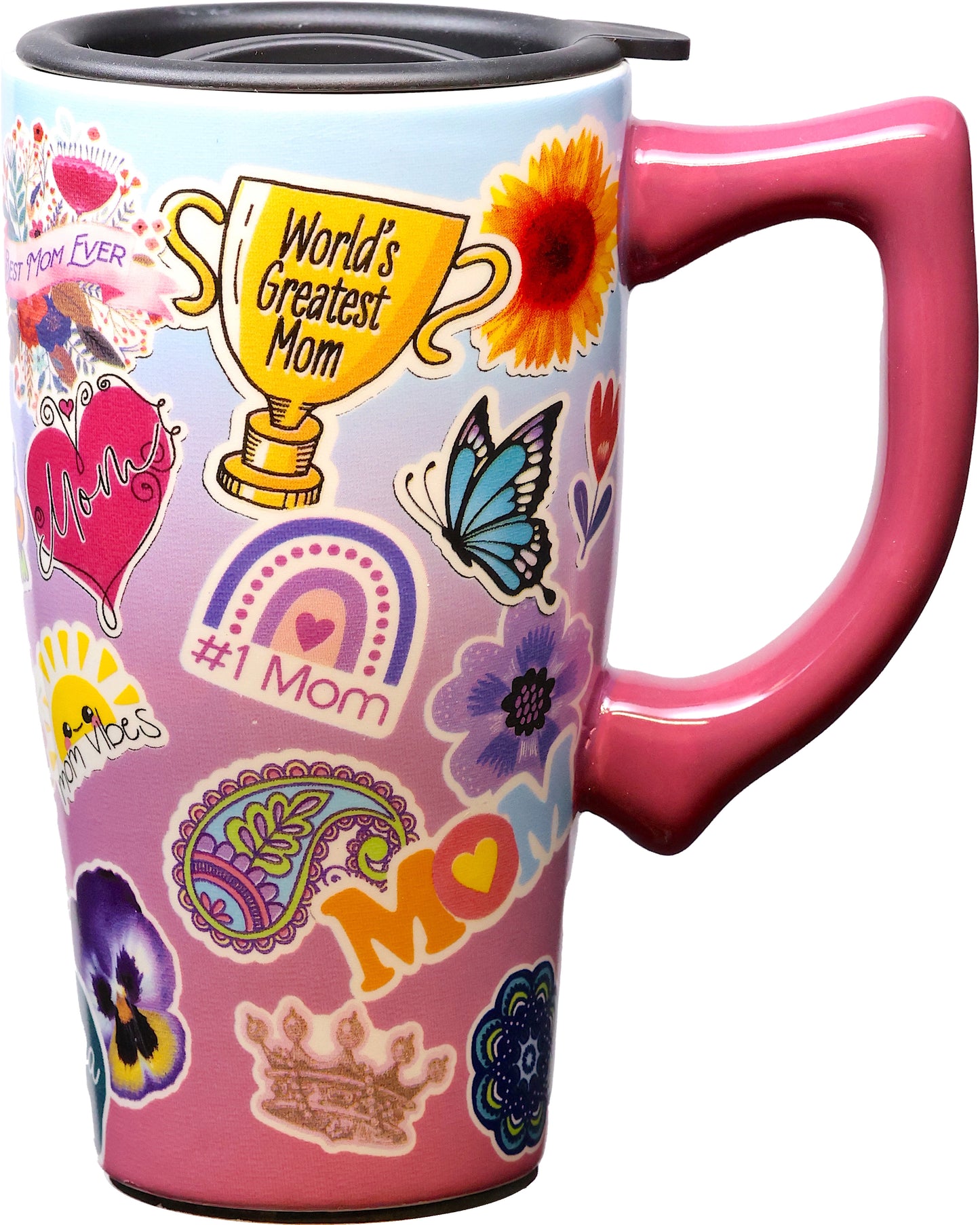 MOM STICKER ART TRAVEL MUG