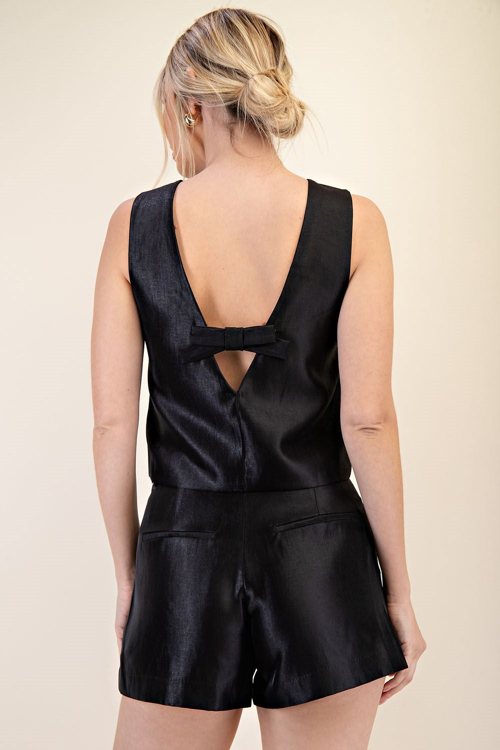 SOPHIA BACK BOW TOP: BLACK
