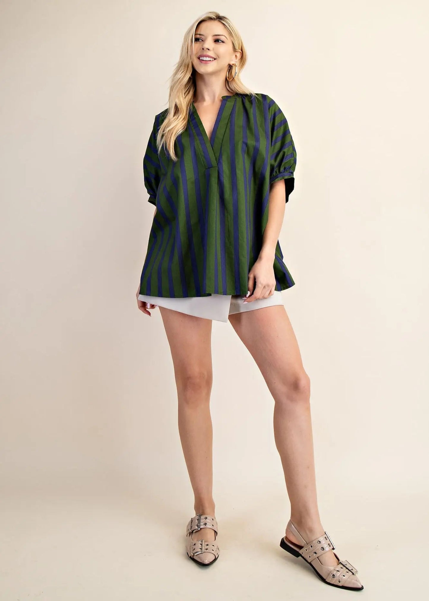 AVA V NECK TOP - OLIVE