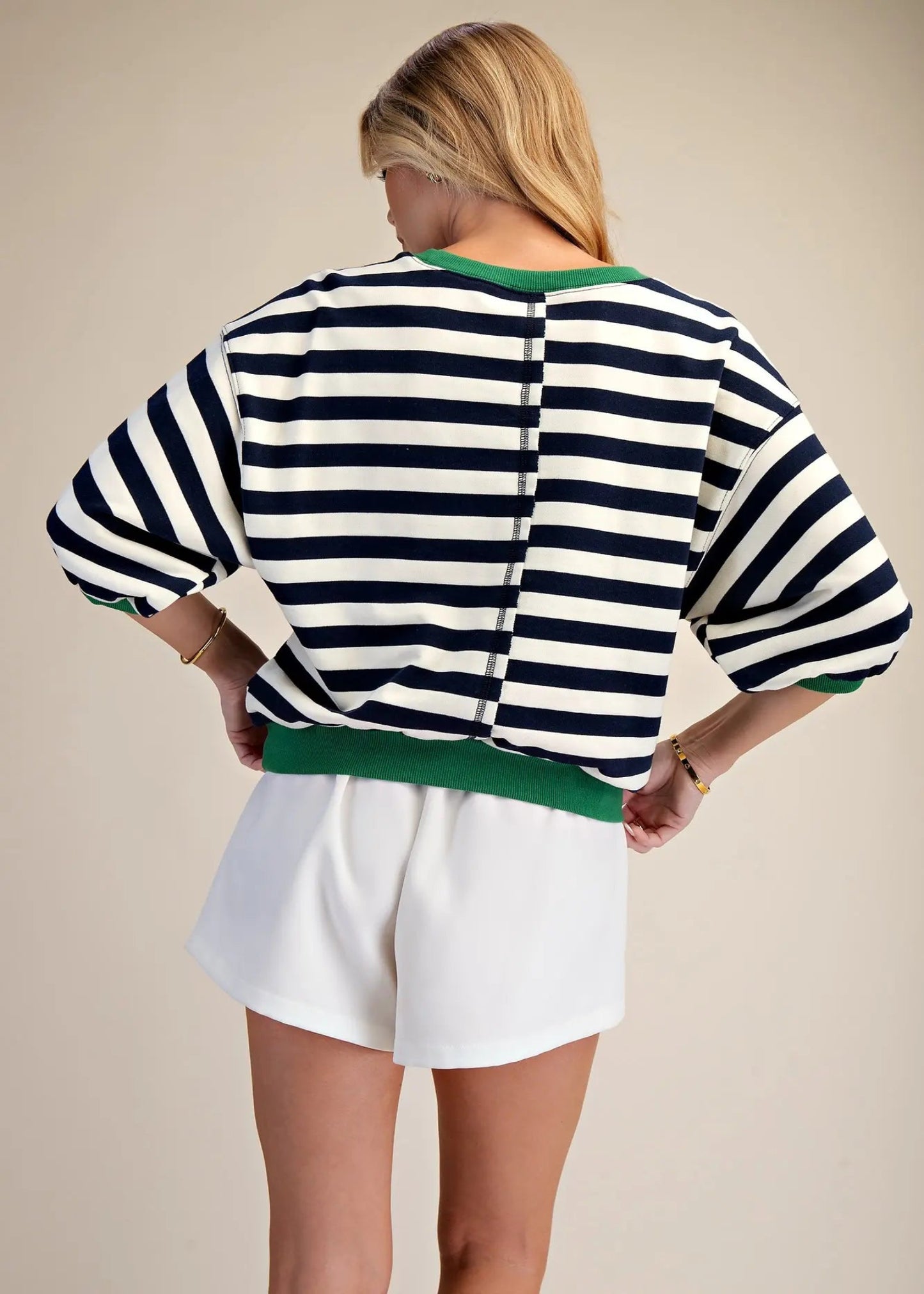 DAILEE TOP - NAVY STRIPE