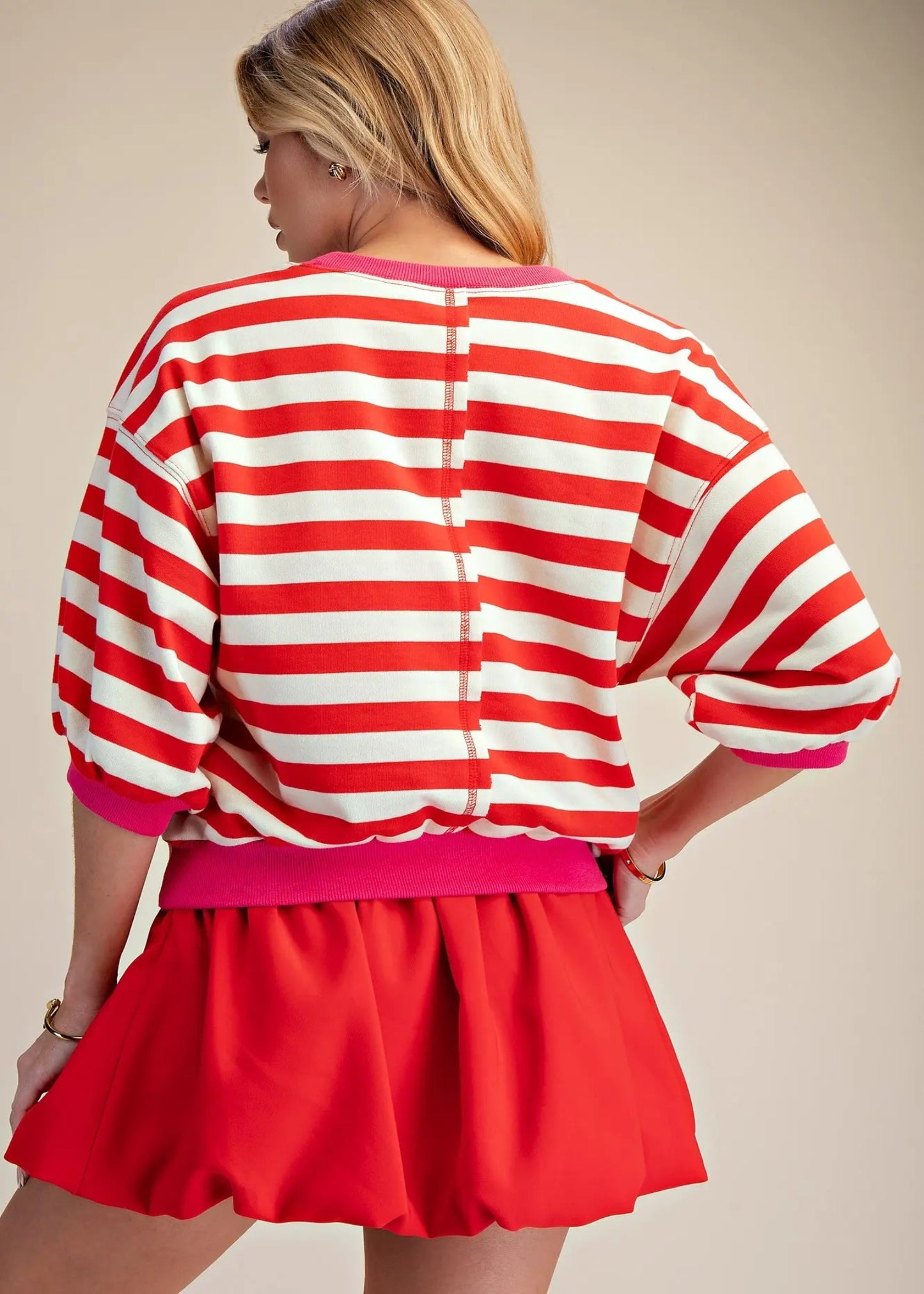 DAILEE TOP - RED STRIPE