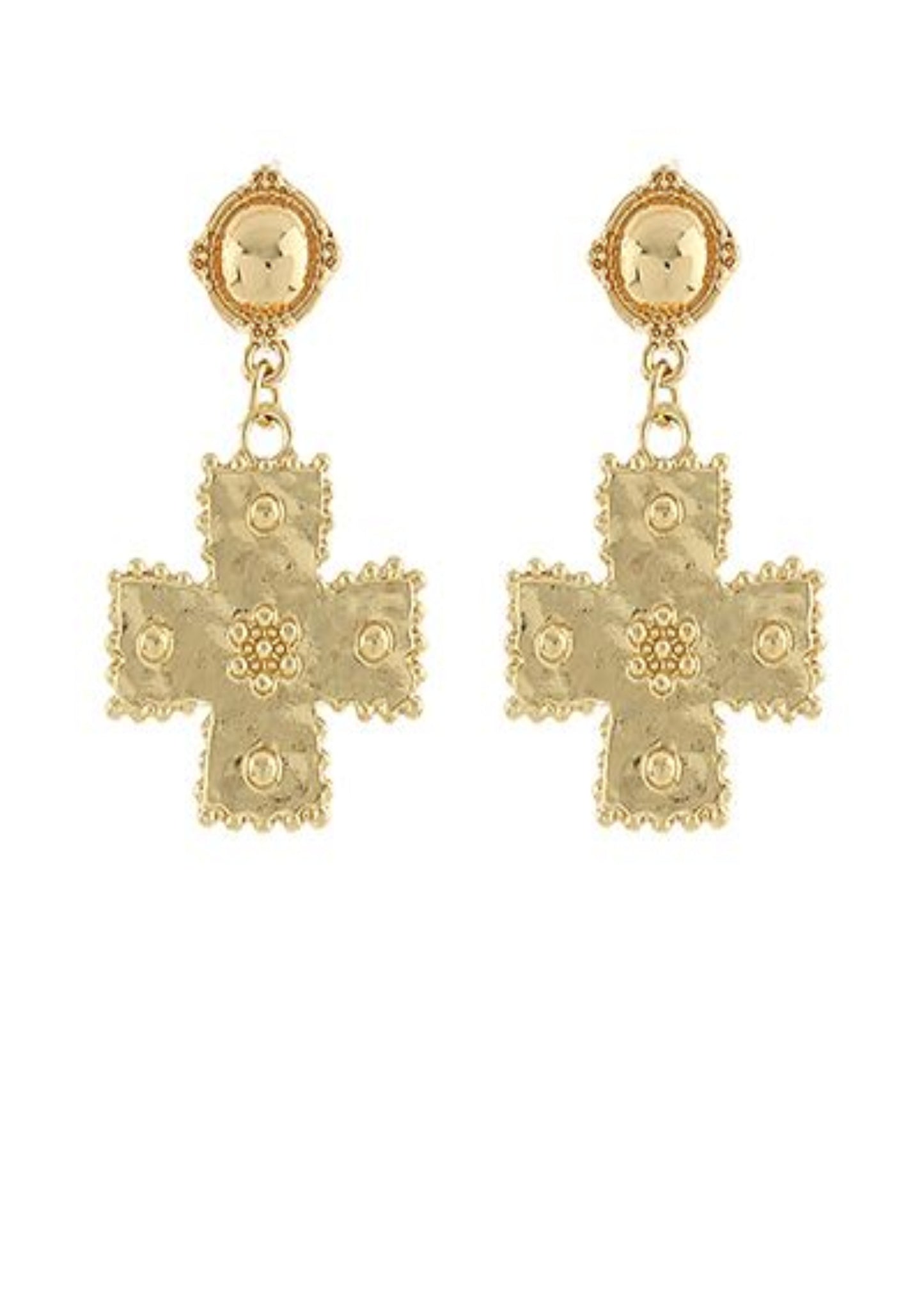 Textured Cross Drop Earrings