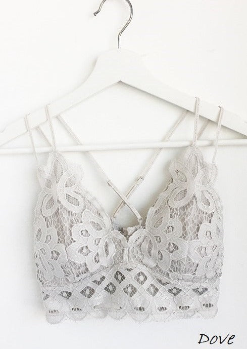 CROCHET LACE BRALETTE-DOVE