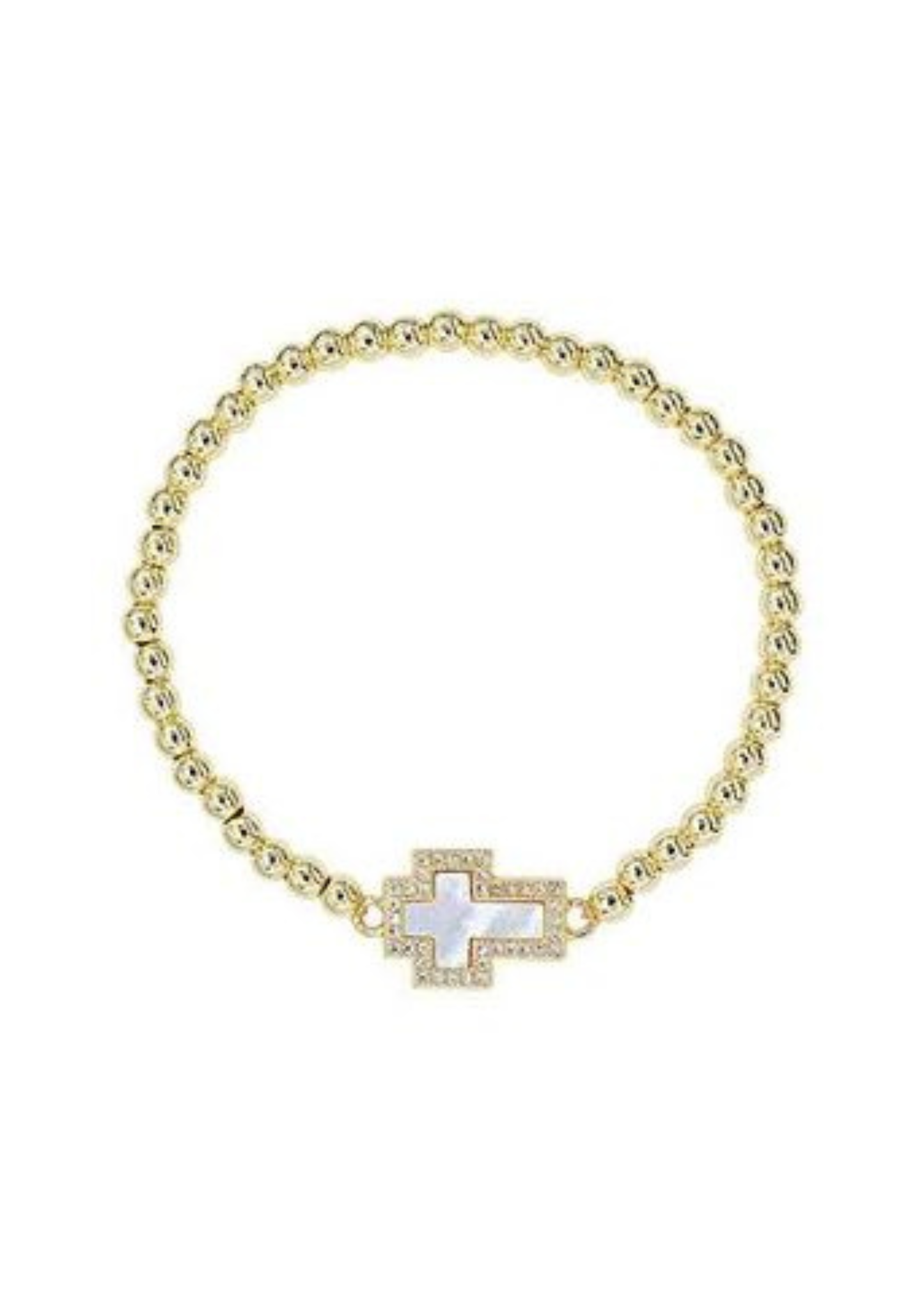 CROSS BALL BRACELET - GOLD/CREAM