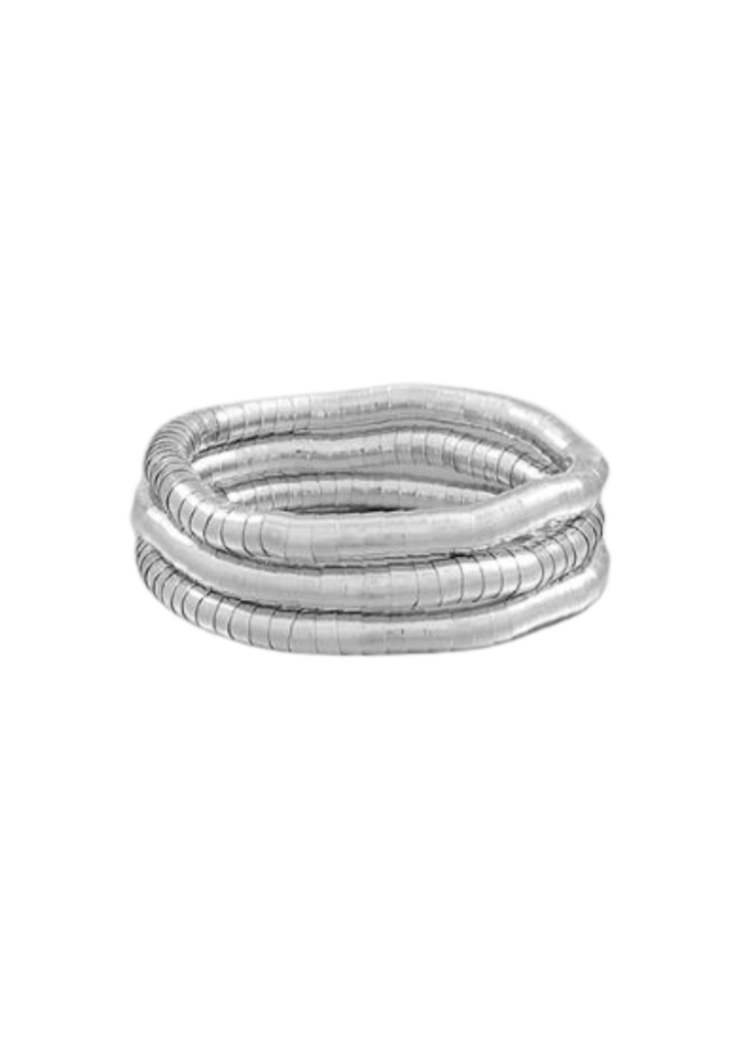 5MM OMEGA CHAIN BRACELET SET - RHODIUM