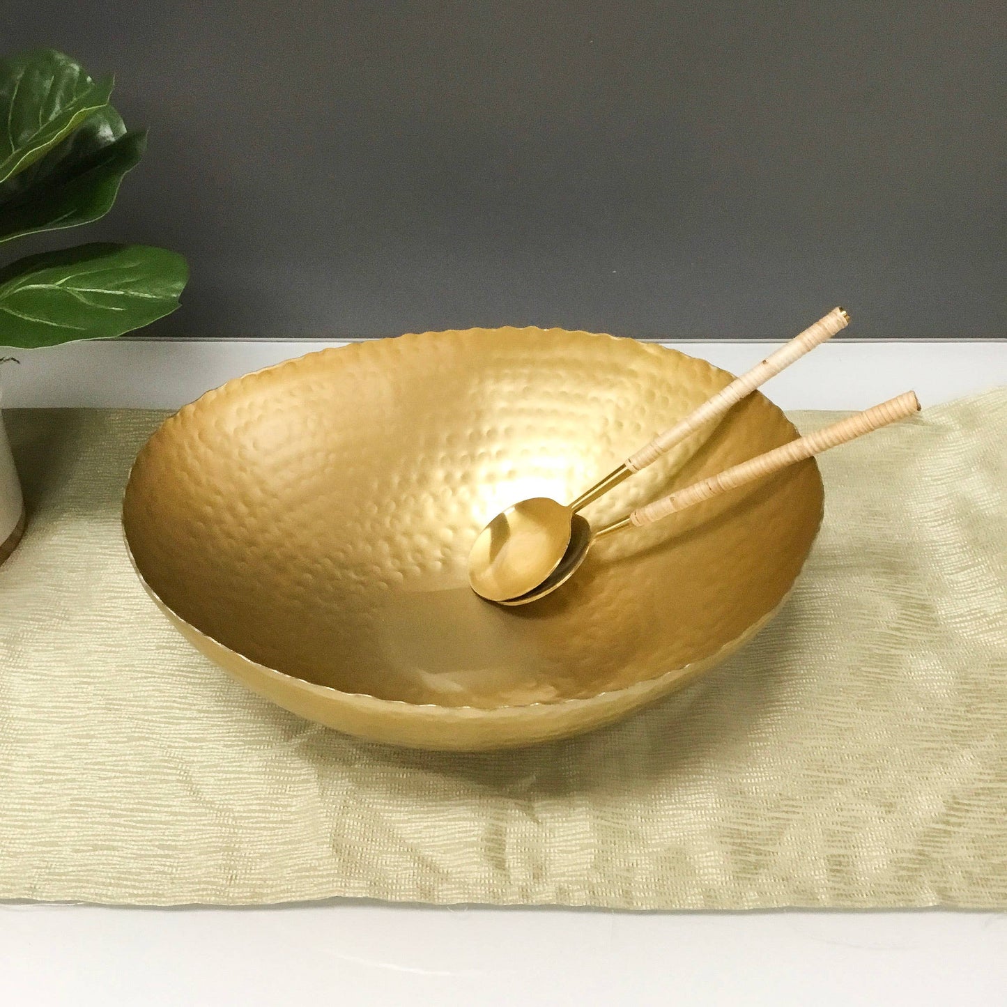 Gold Hammered Oval Bowl