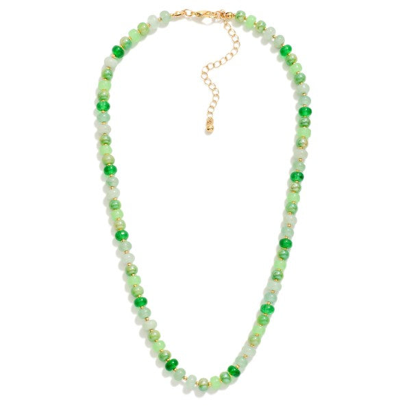 GREEN STONE BEADED NECKLACE