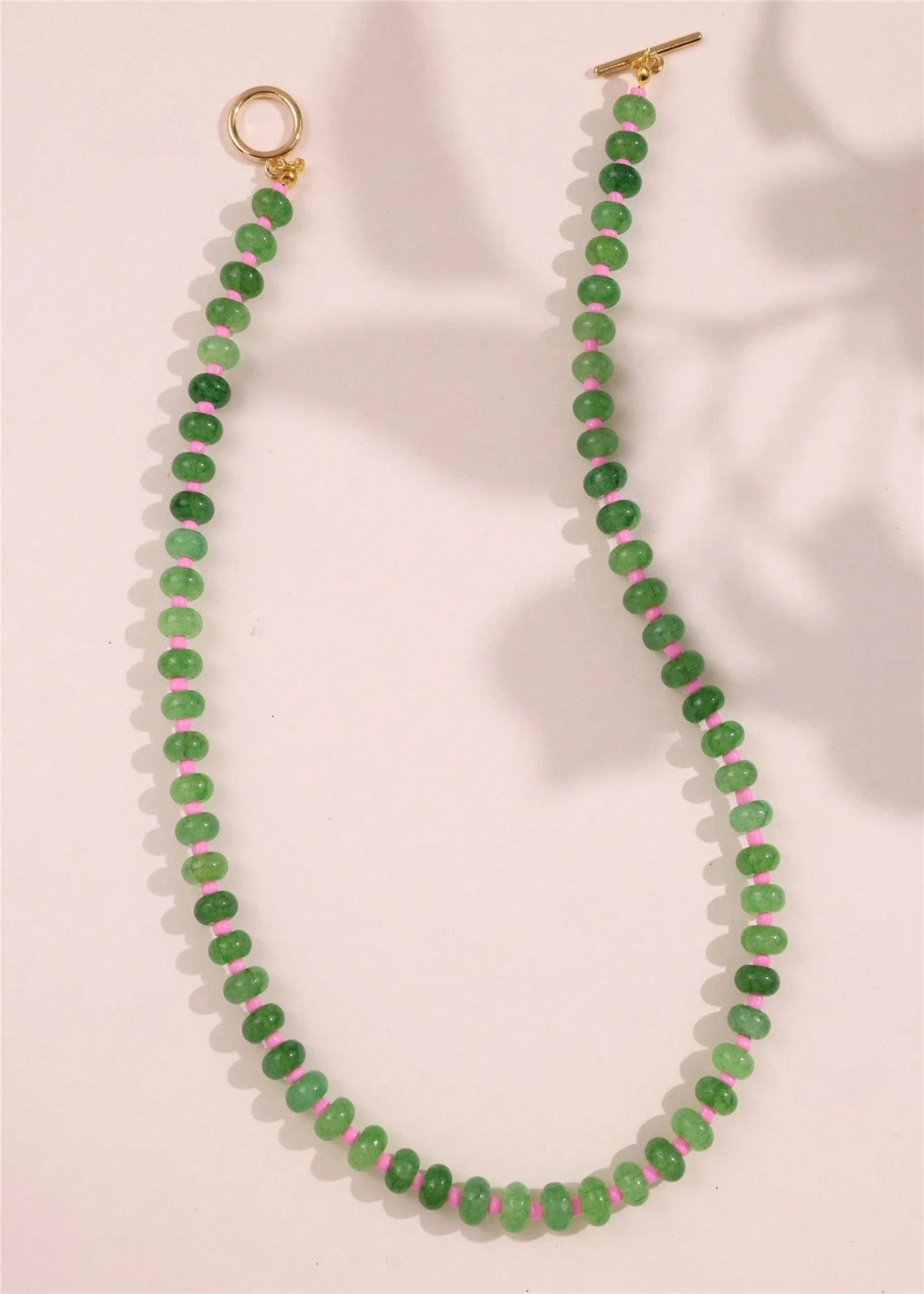 Bohemian Colorful Faux Gemstone Necklace - GREEN/PINK