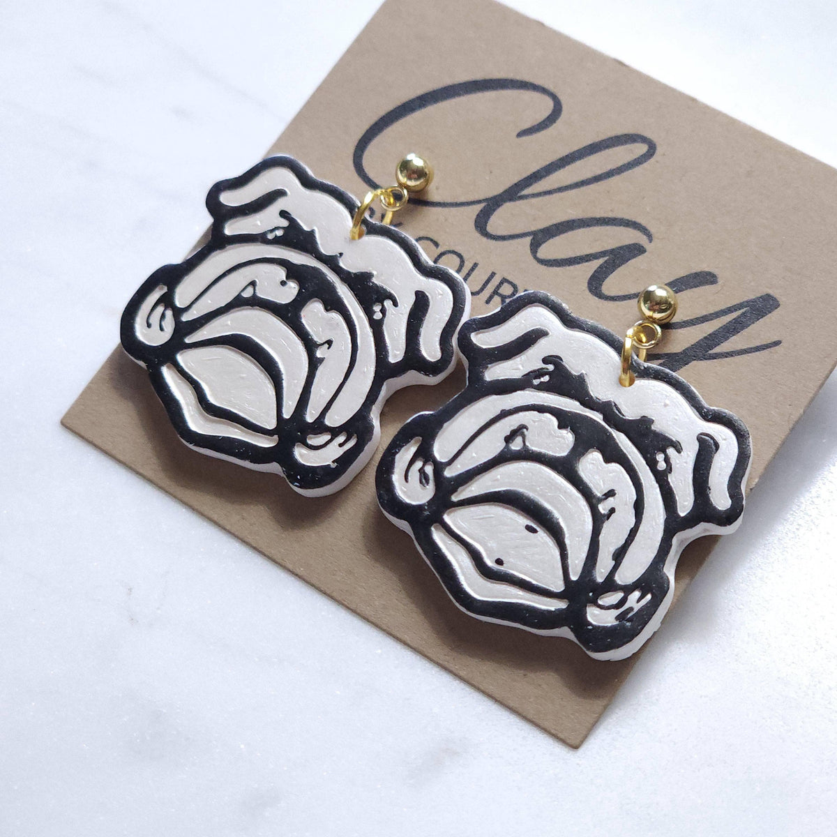 Handcrafted Bulldog Dangle Earring