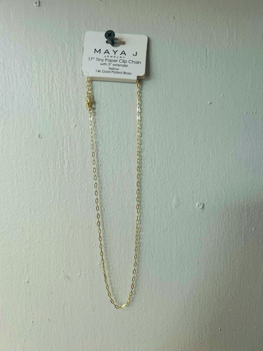 TINY PAPERCLIP NECKLACE 17" W/ EXTENDER