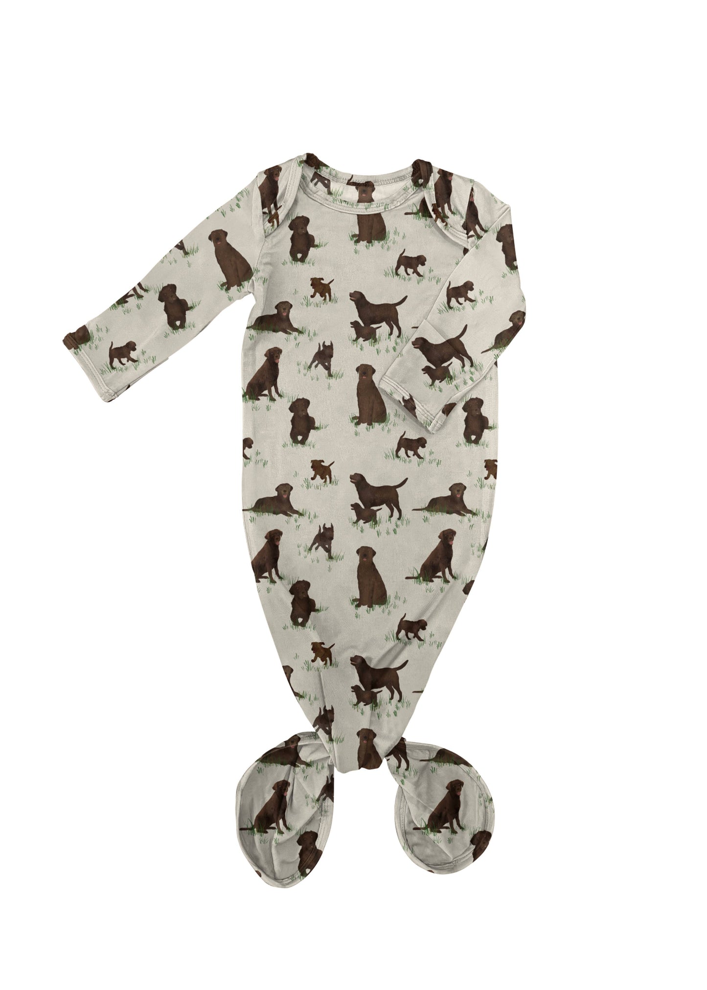 Chocolate Labrador Dogs - Knotted Infant Gown