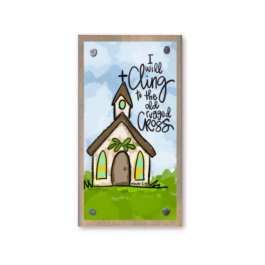 Old Rugged Cross Church Driftwood Happy Block