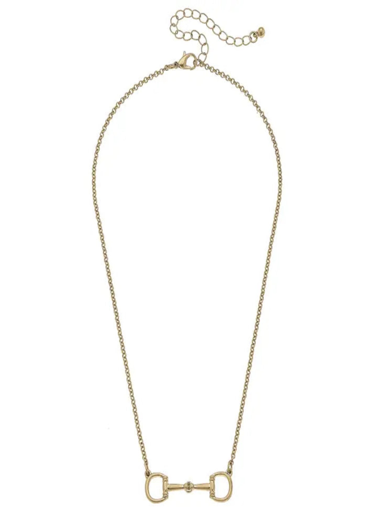 Lou Ann Linked Horsebit Necklace in Worn Gold