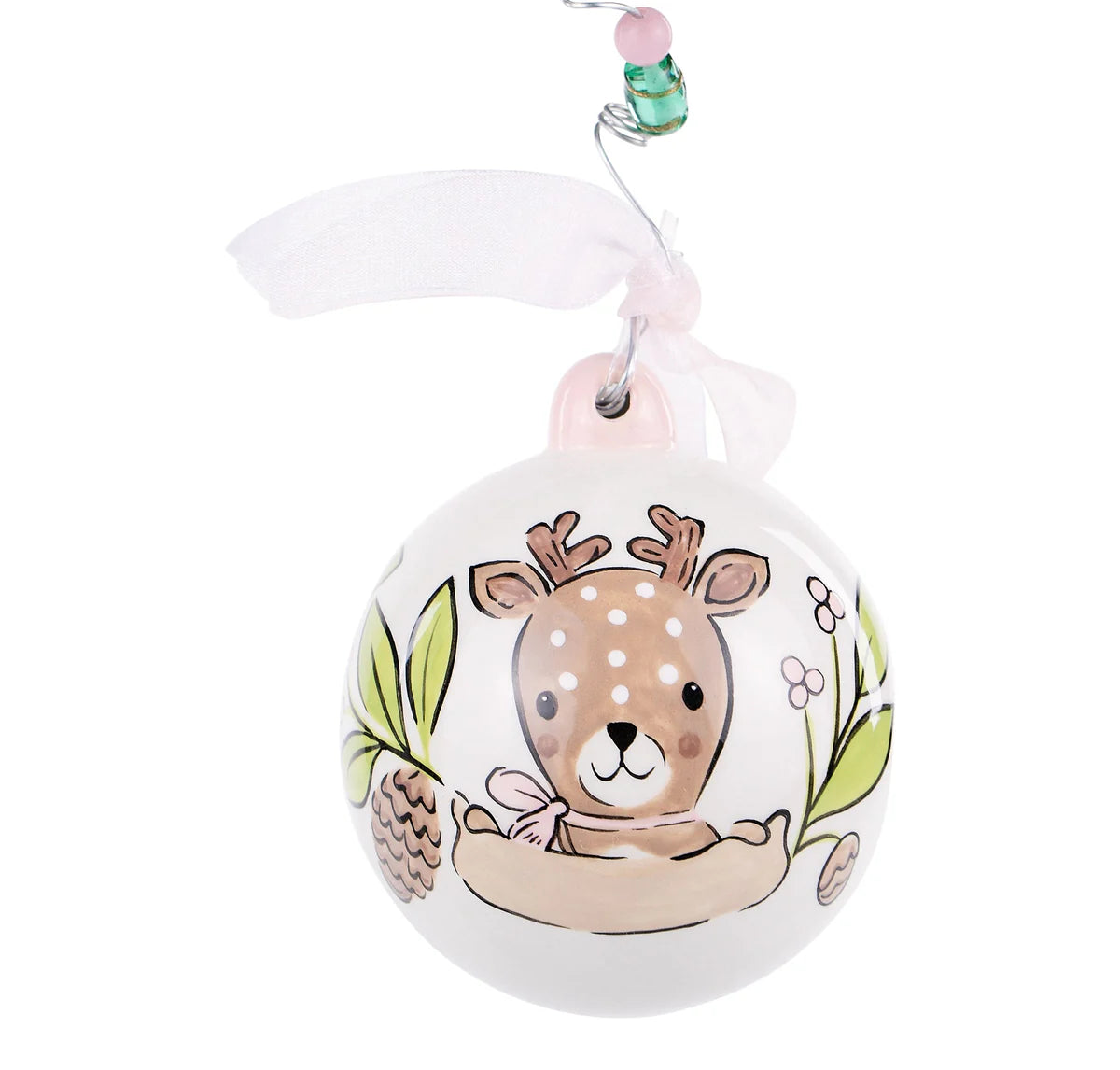 BABY GIRL FIRST CHRISTMAS DEER ORNAMENT