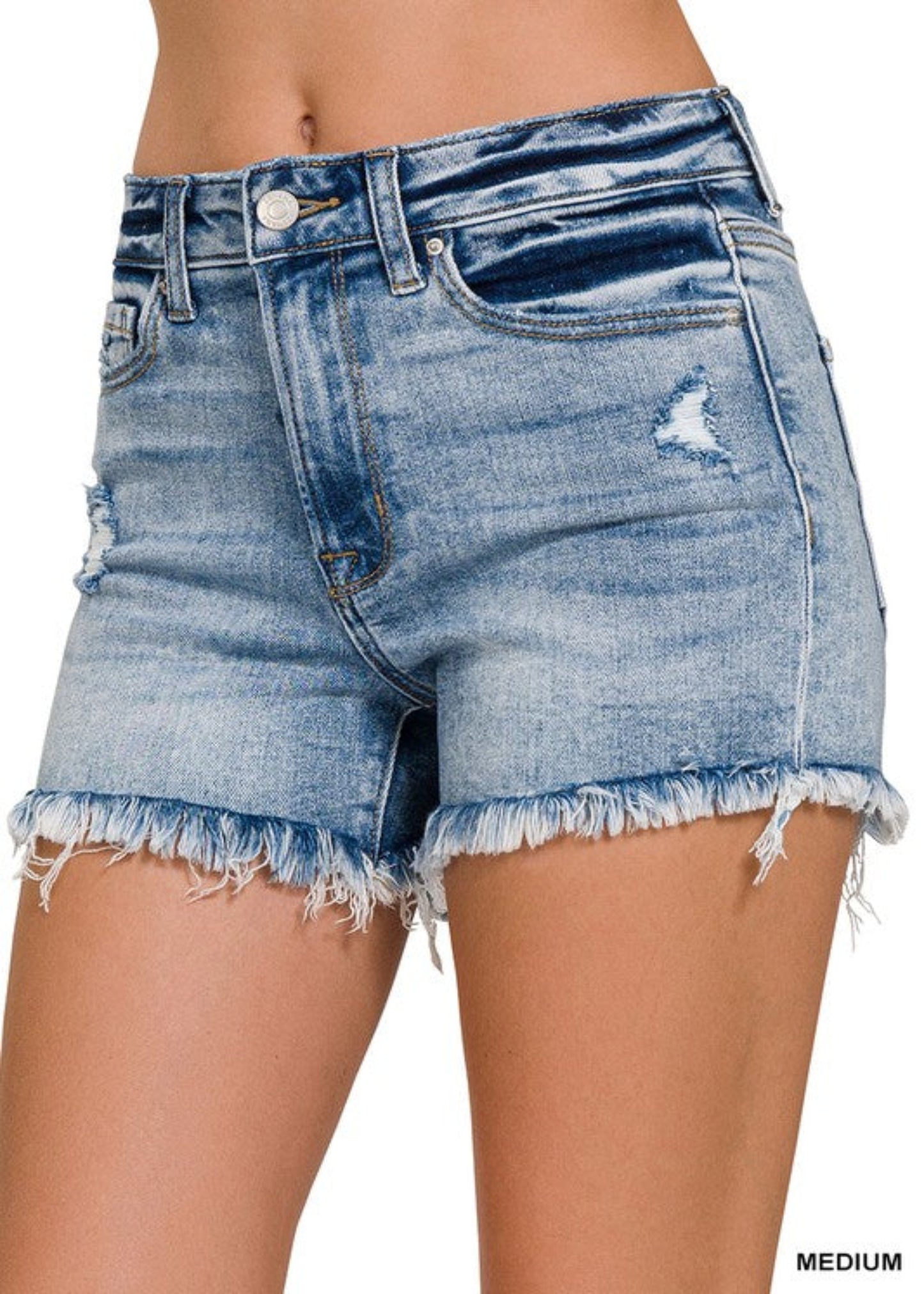 HARPER FREYED DENIM SHORTS