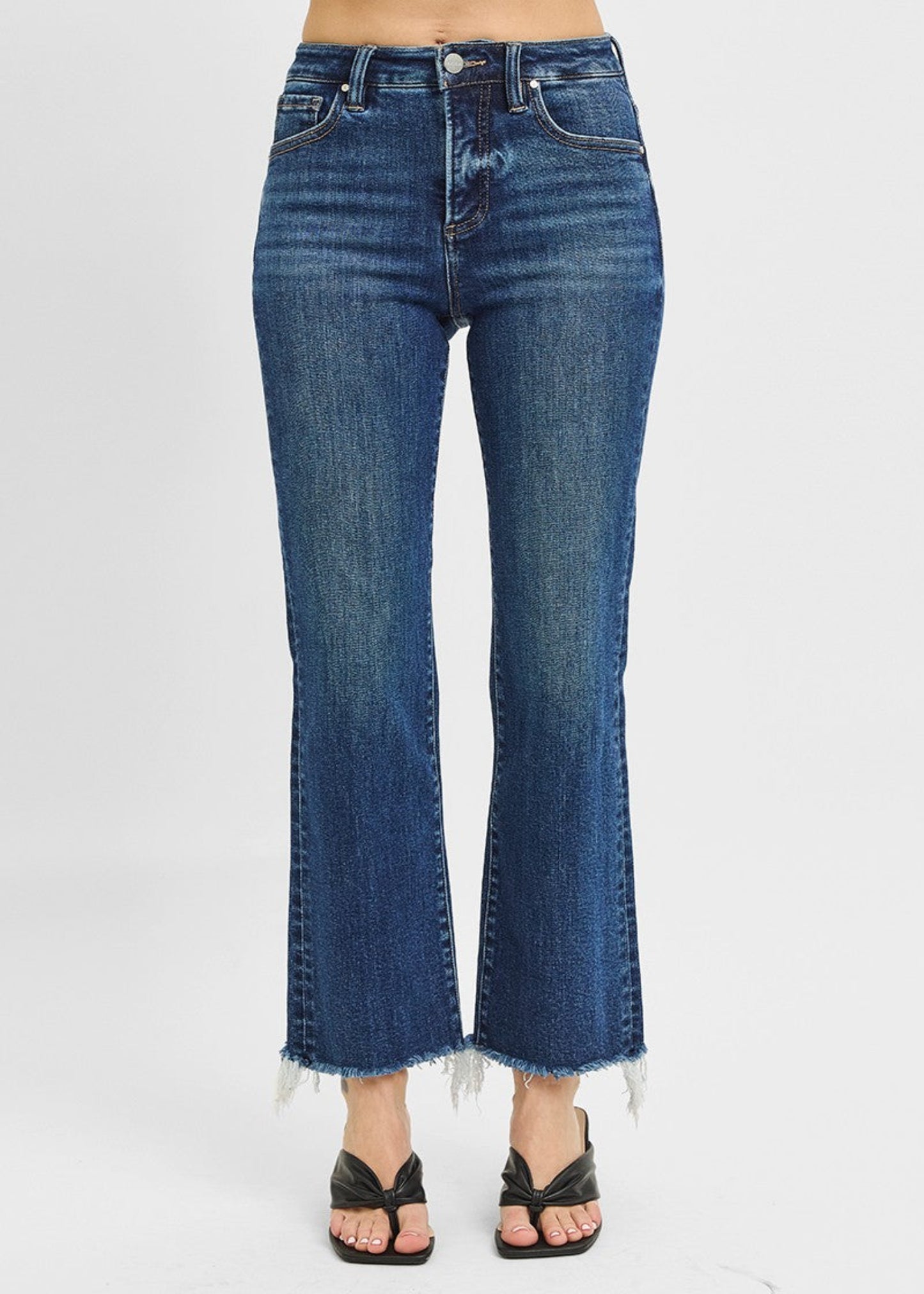 HIGH RISE CUT HEM JEANS: TUMMY CONTROL