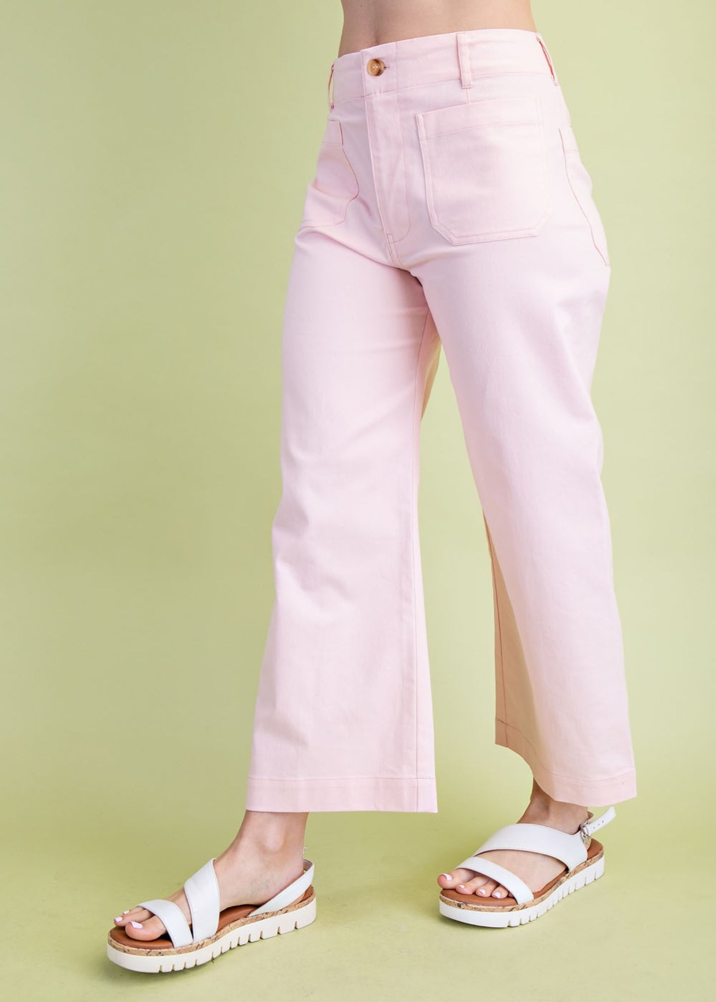 ANKLE CROPPED SUMMER PANTS-PINK