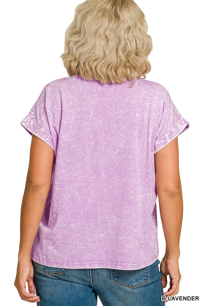 Plus Crinkle Washed Round Neck Tee - B Lavender
