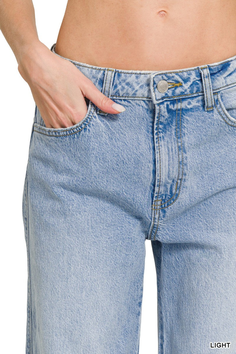 WREN HIGH RISE CUFFED WIDE LEG DENIM PANTS