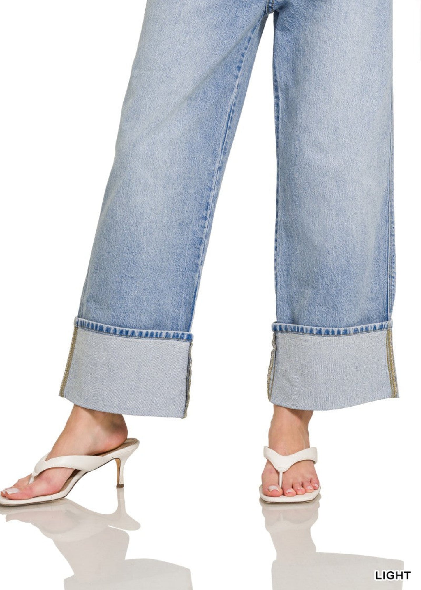 WREN HIGH RISE CUFFED WIDE LEG DENIM PANTS