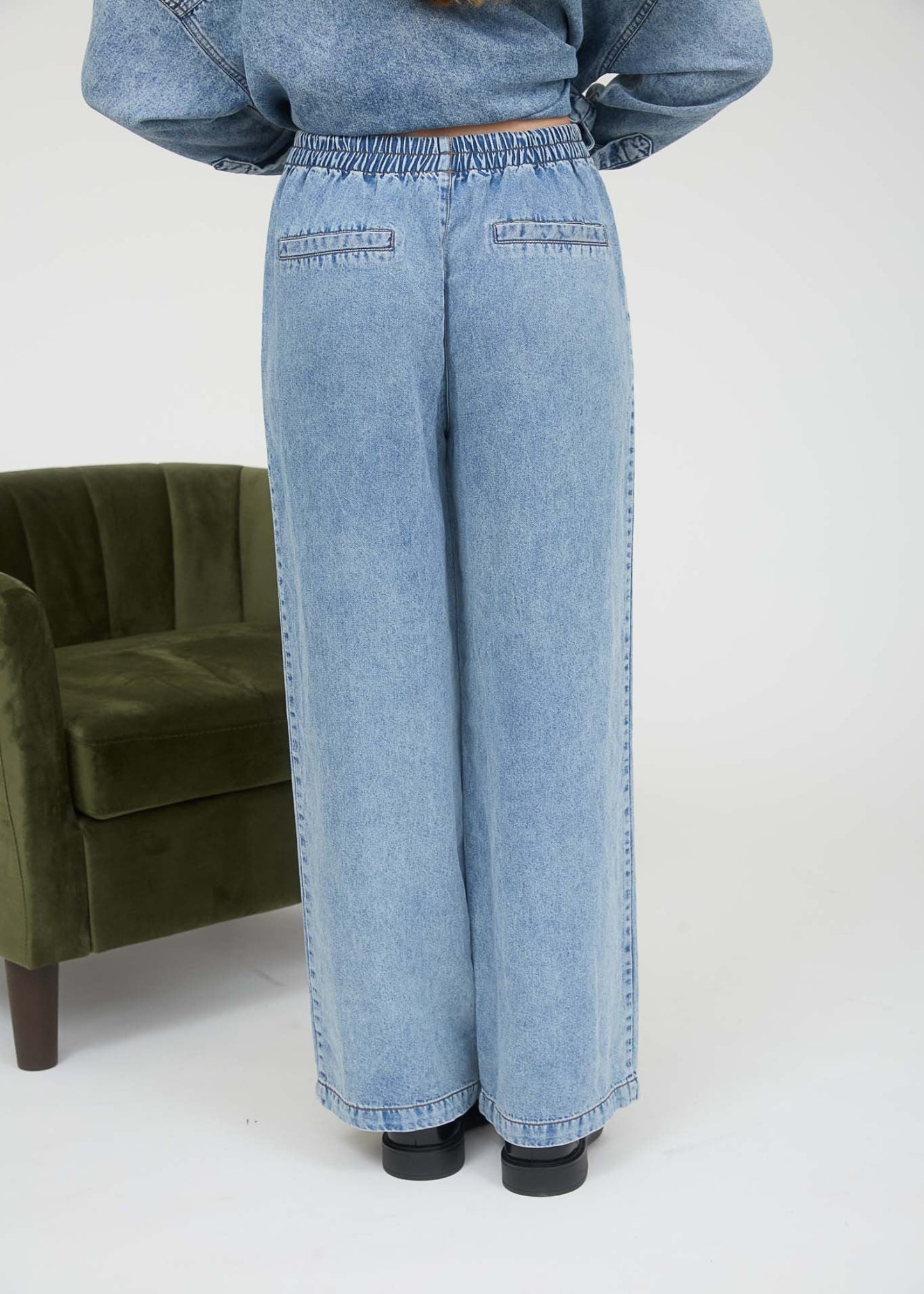 BELLA PANTS - WASHED CHAMBRAY WIDE LEG