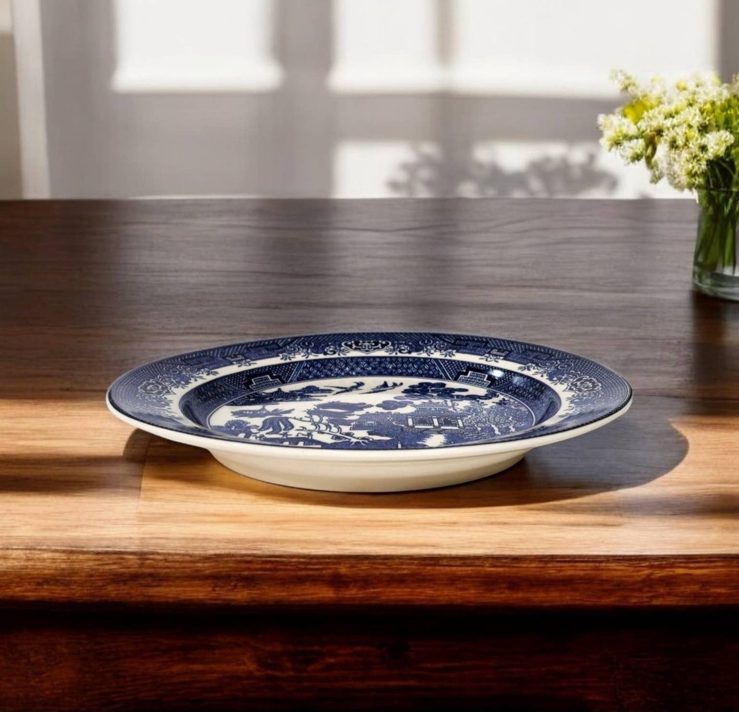 Blue Willow Design Porcelain Plate