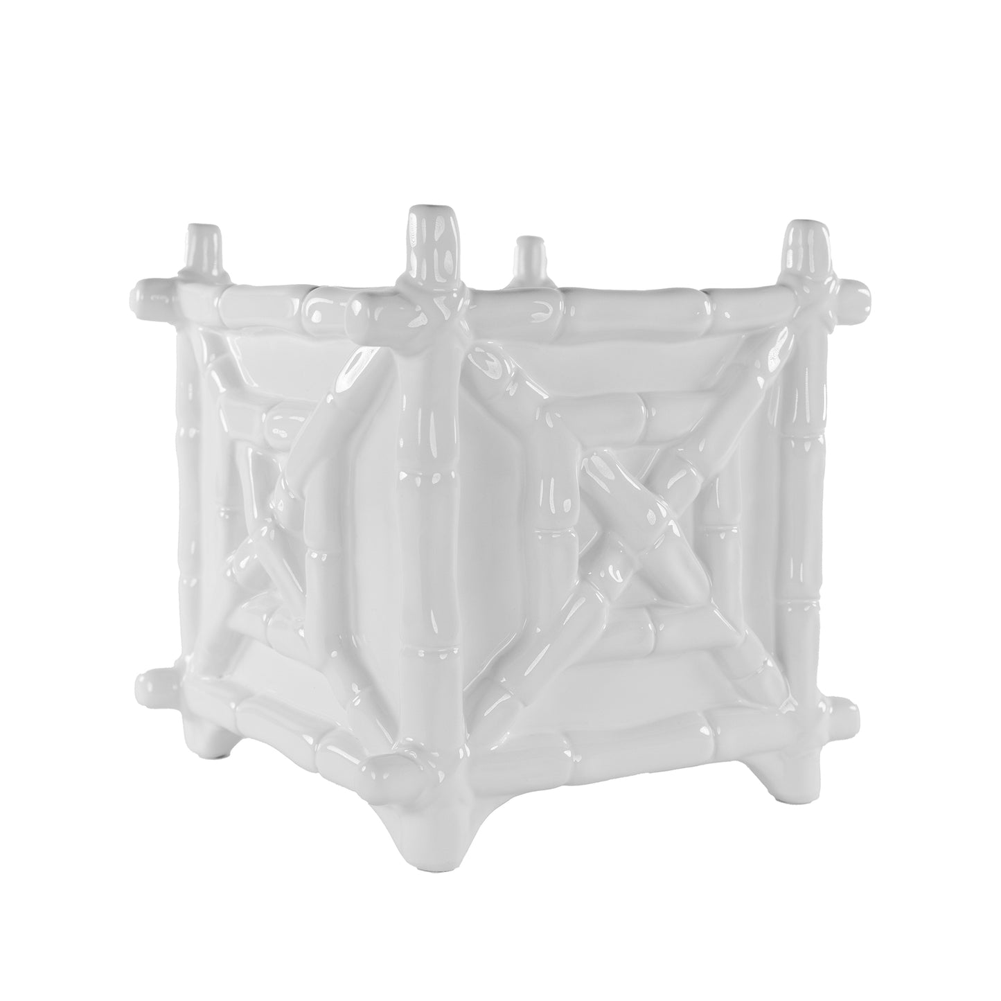 CERAMIC PLANTER - RESORT WHITE (BAMBOO)