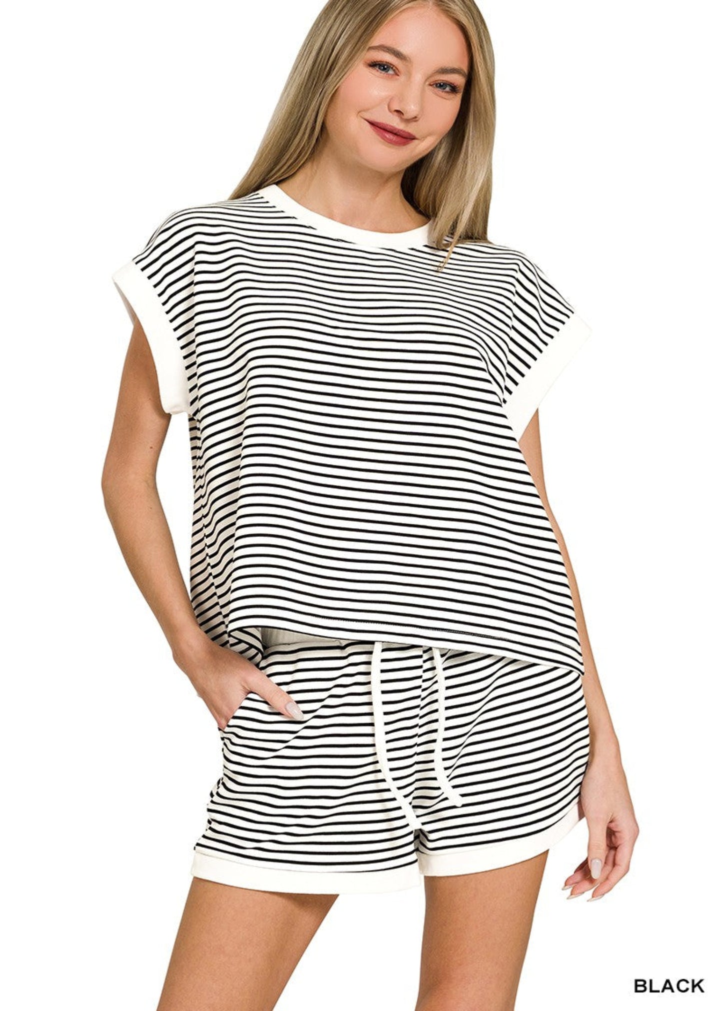 LAINEY STRIPED SET - BLACK