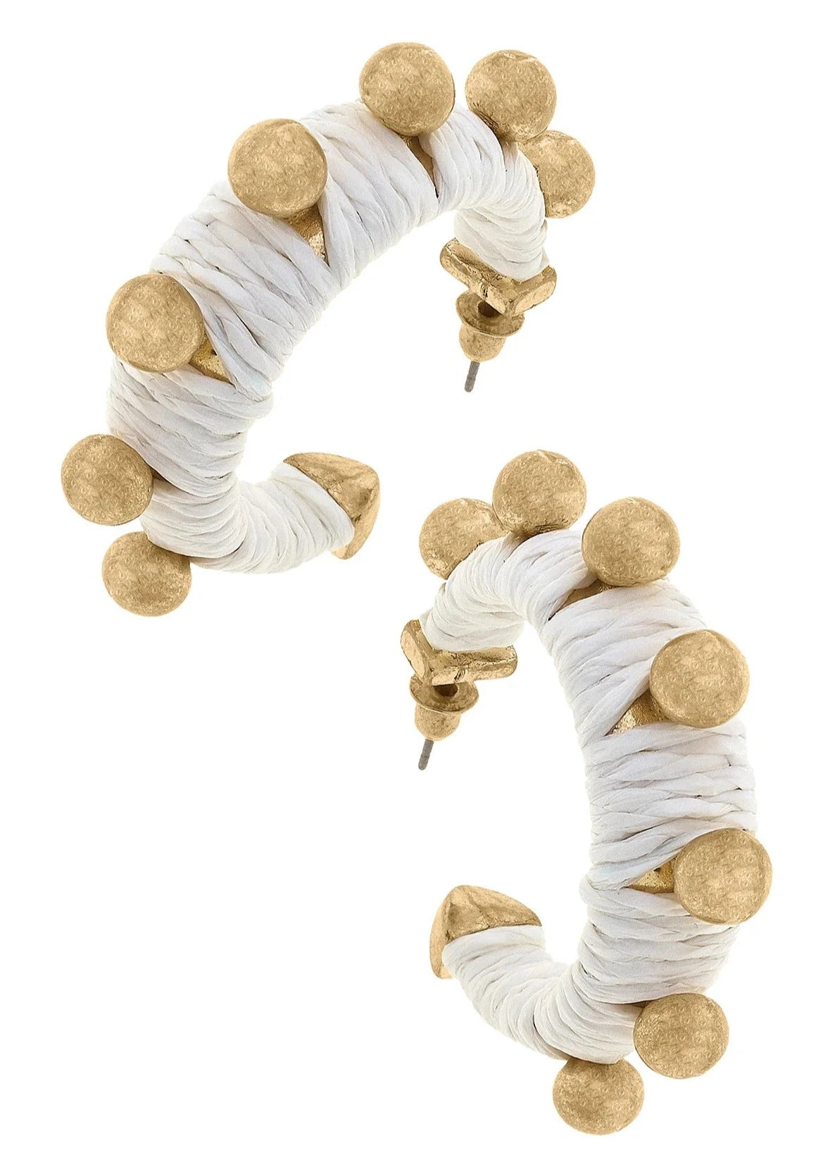 IBIZA STUDDED RAFFIA HOOP EARRINGS